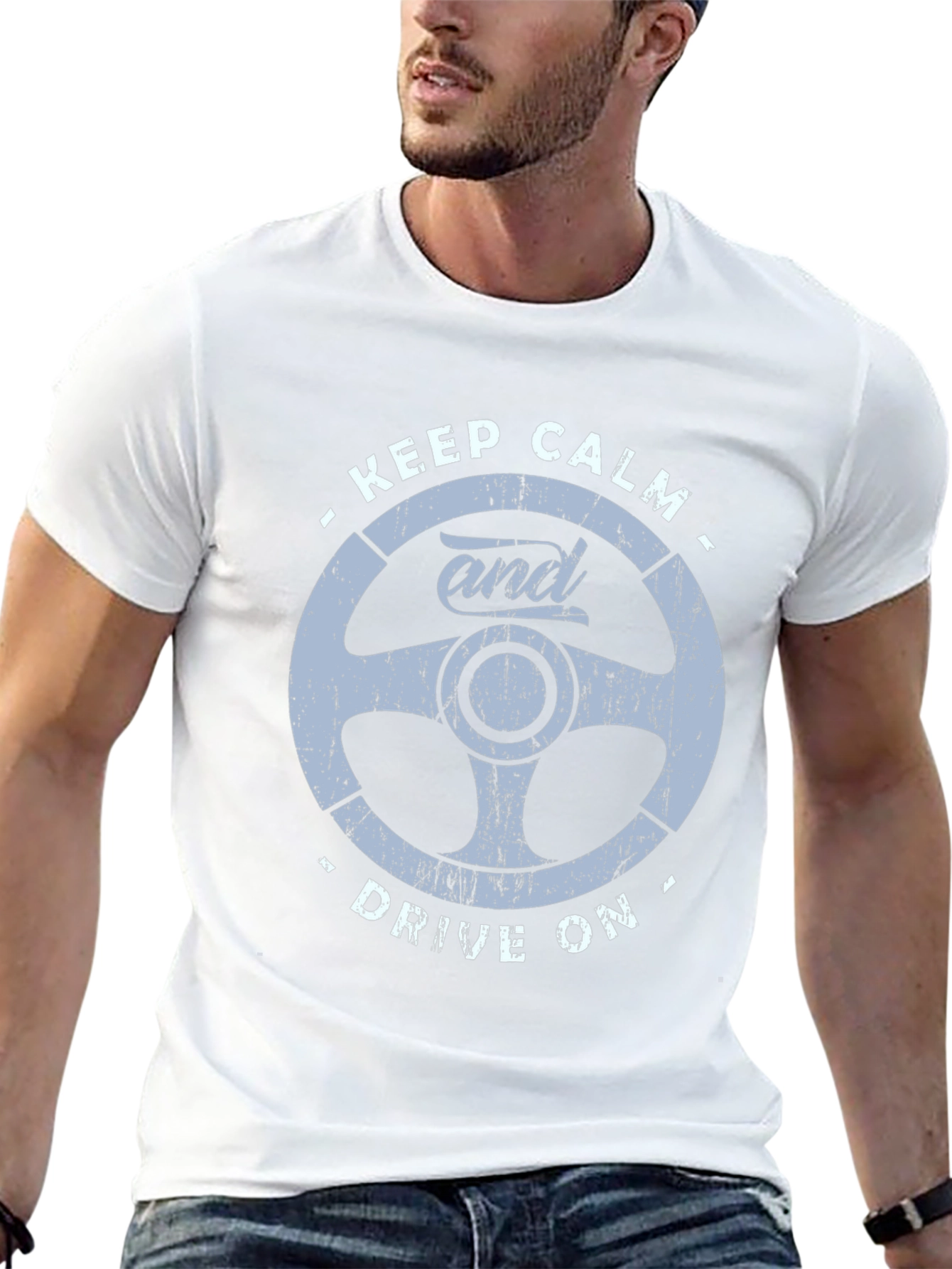 Keep Calm and Drive On Graphic Tee - Black