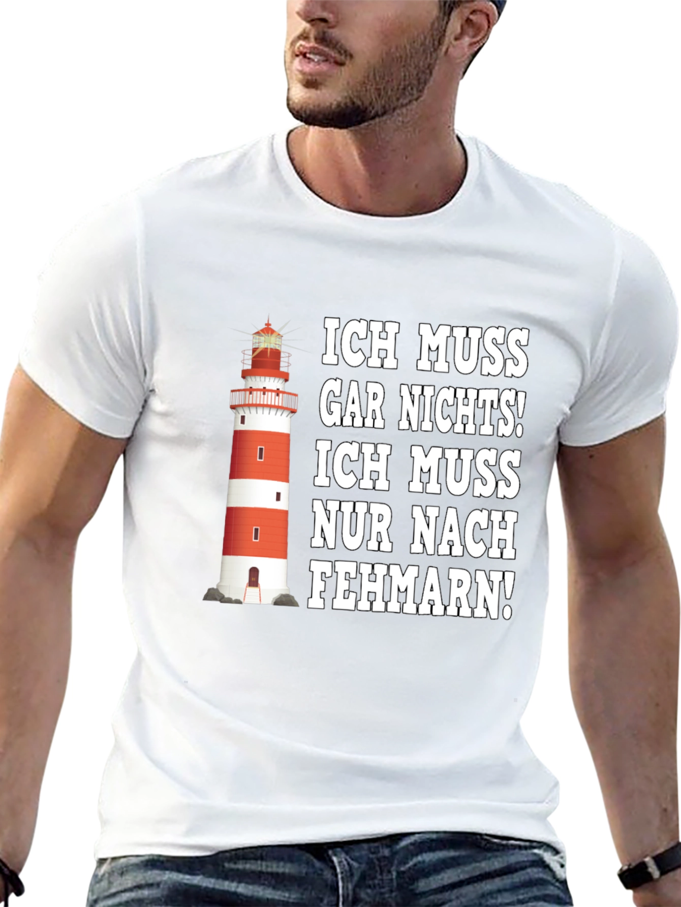 Fehmarn Lighthouse Graphic Tee - German Humor Shirt