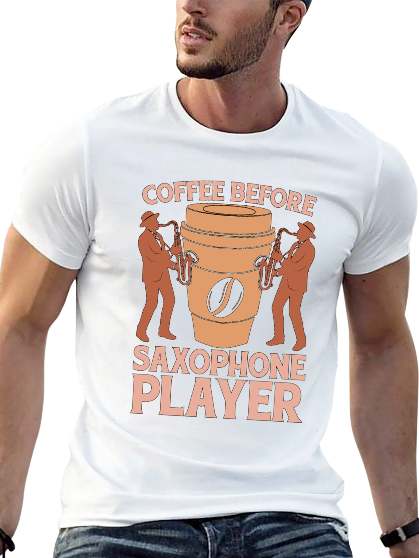 Coffee Before Saxophone Player Graphic T-Shirt