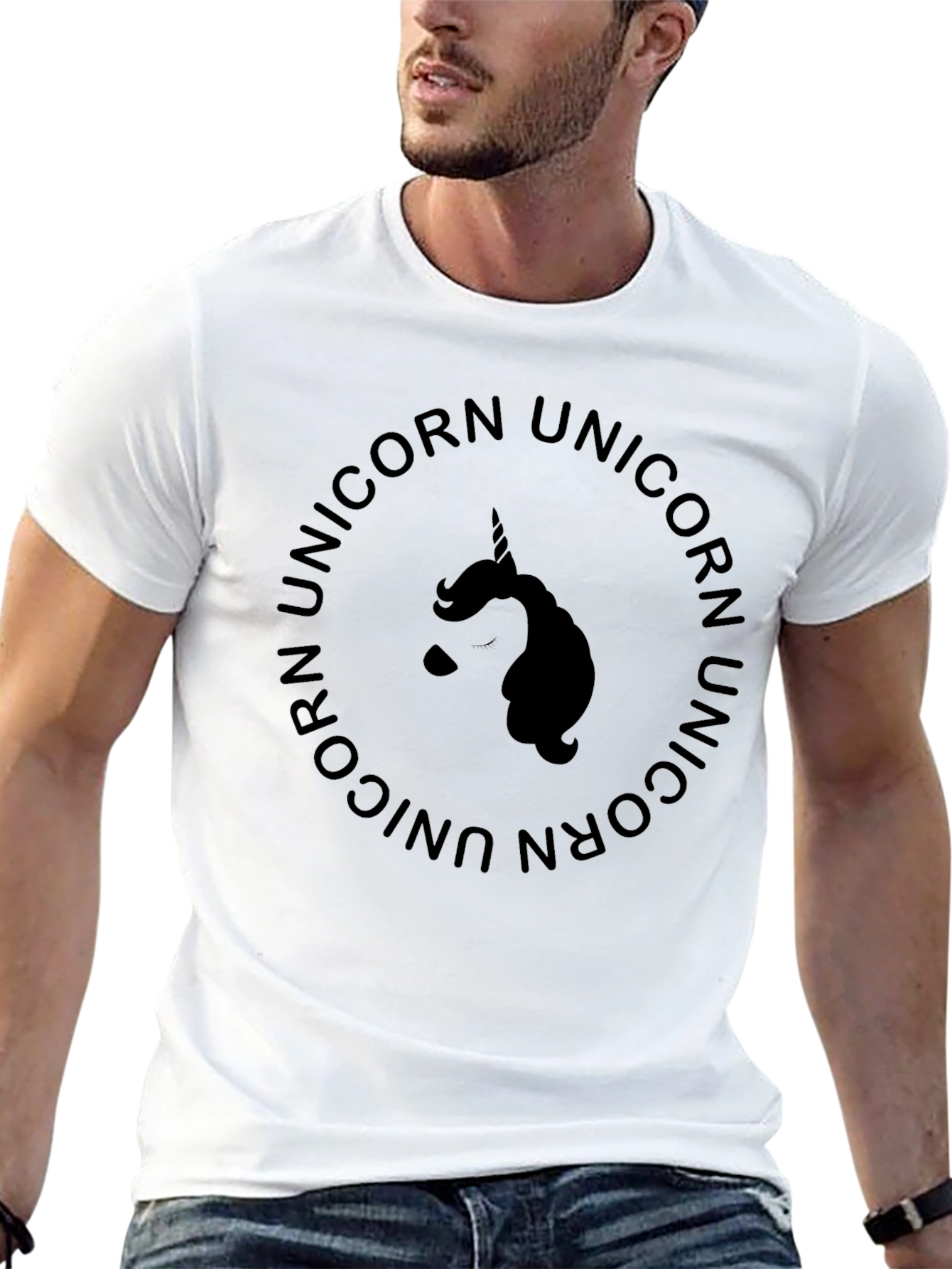 Unicorn Circle Graphic Black T-Shirt