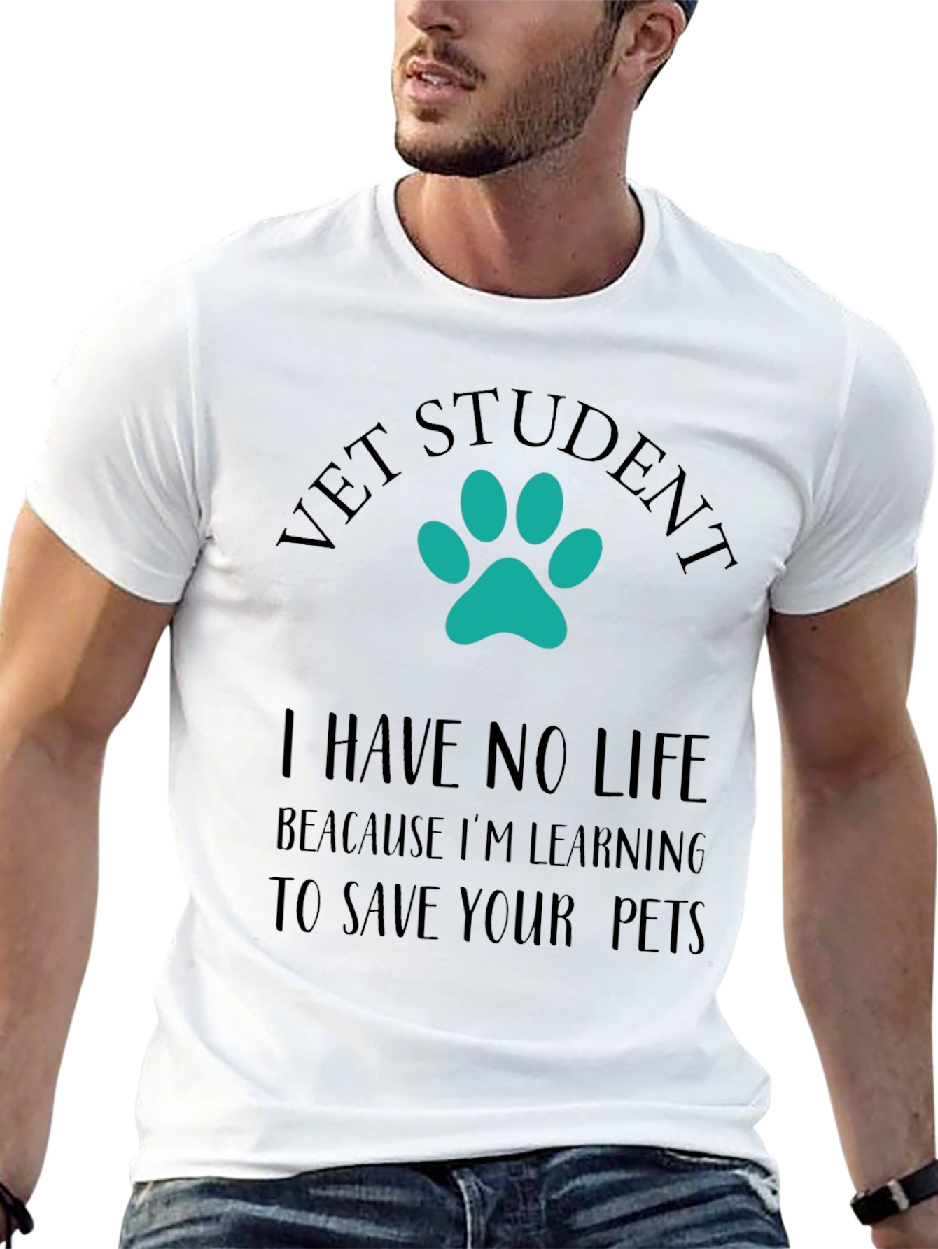Vet Student Paw Print Graphic Tee - Black