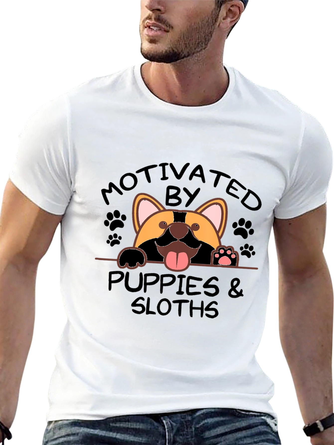 Motivated by Puppies and Sloths Graphic T-Shirt