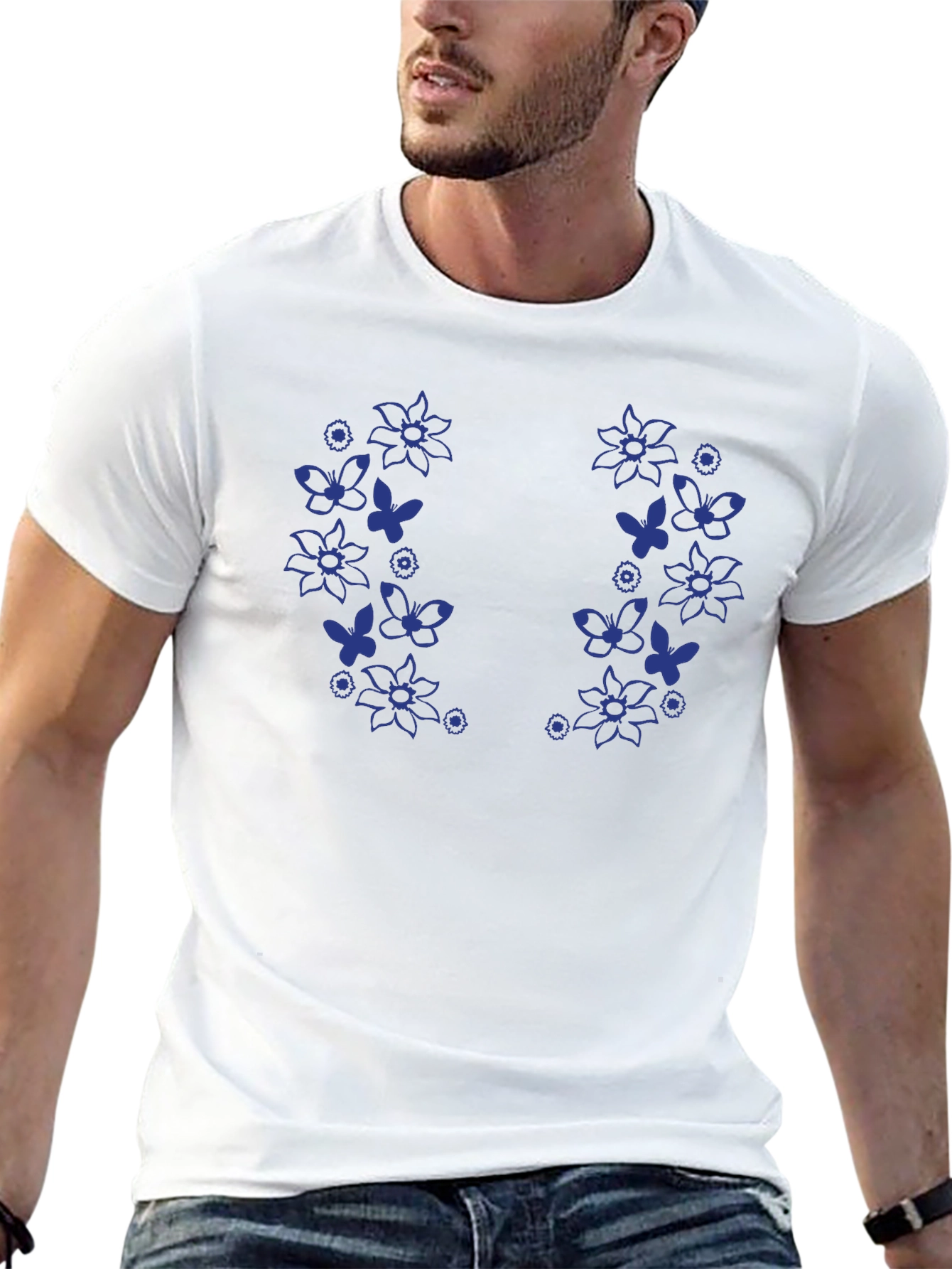 Floral Butterfly Graphic Black T-Shirt