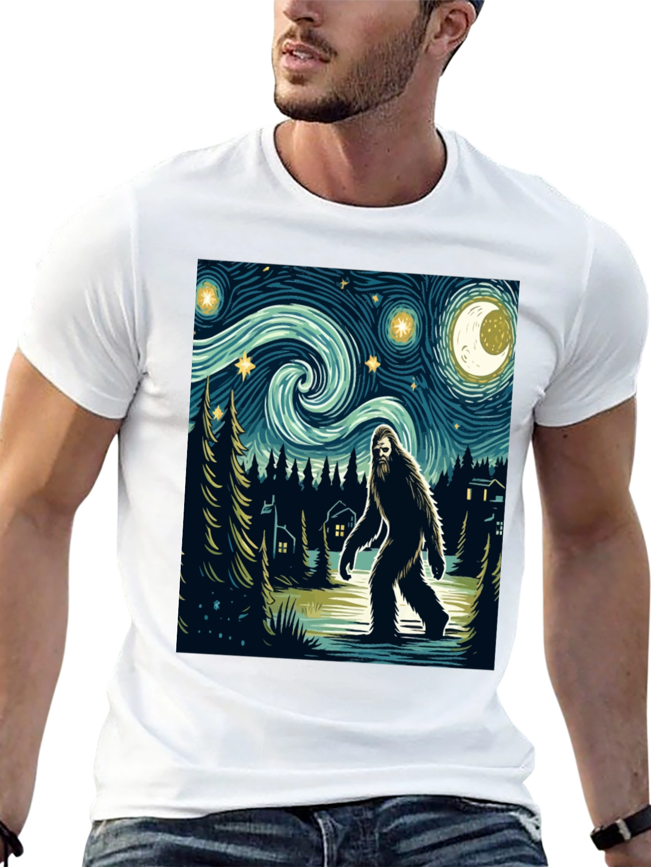 Sasquatch Starry Night T-Shirt