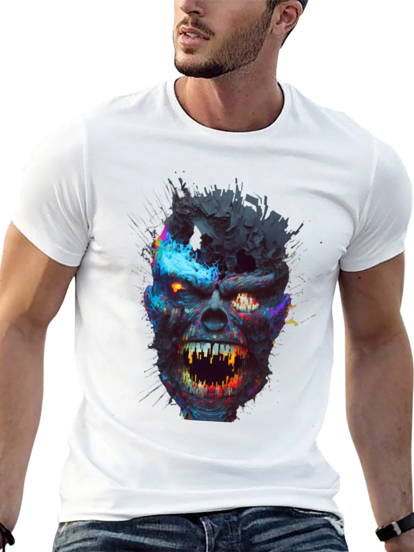 Zombie Graphic Print Tee - Mens Black T-Shirt