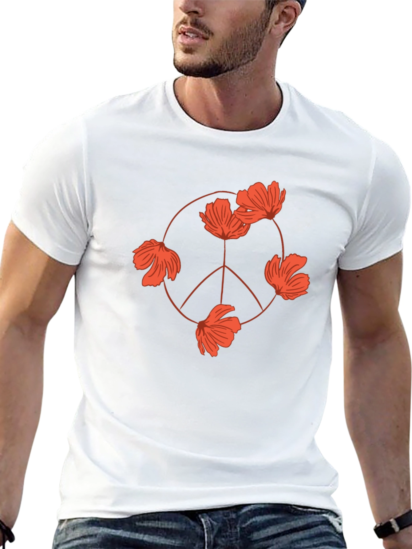 Floral Peace Sign T-Shirt - Modern Graphic Tee