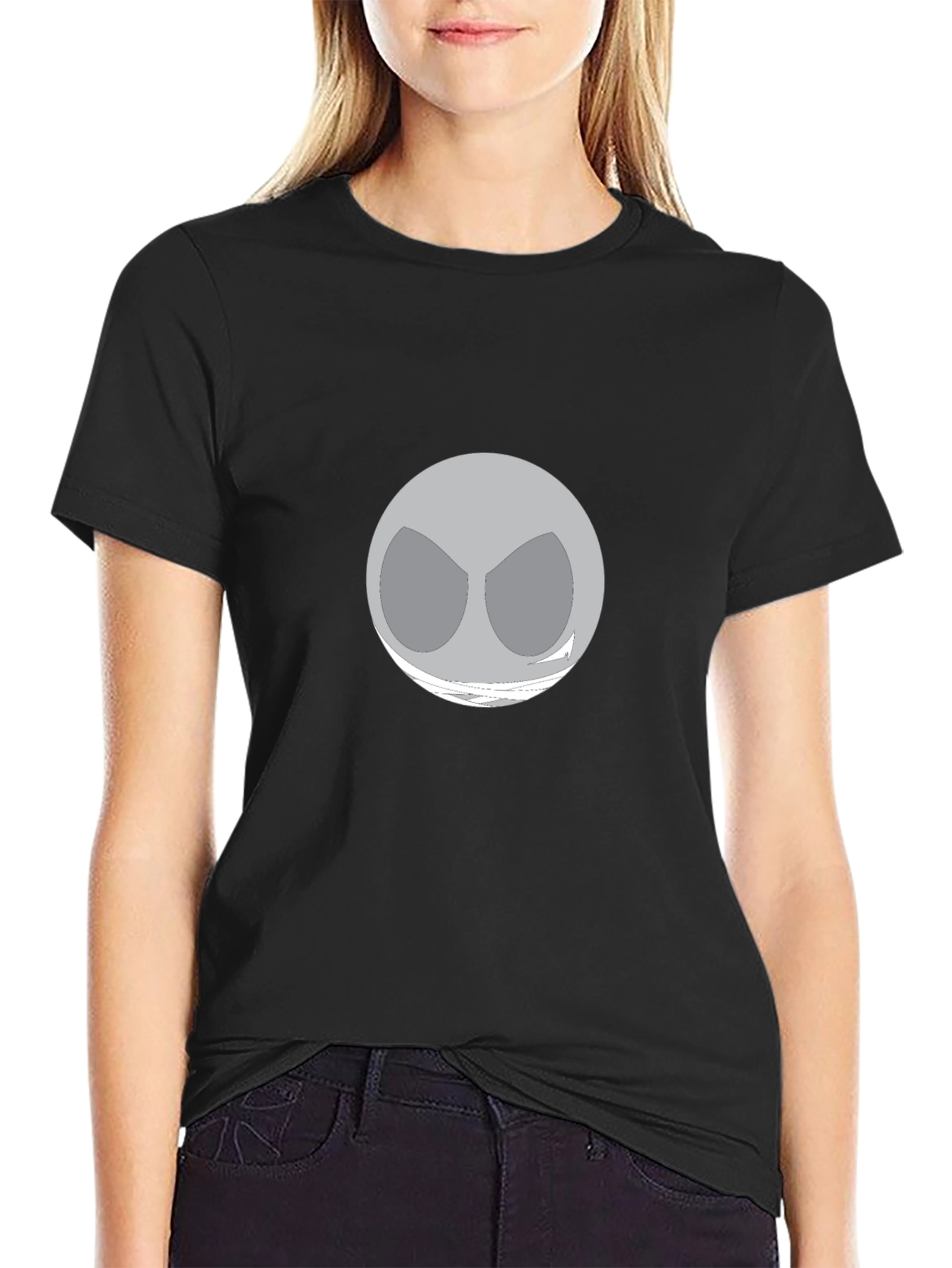 Mens Black T-Shirt with Gray Abstract Graphic