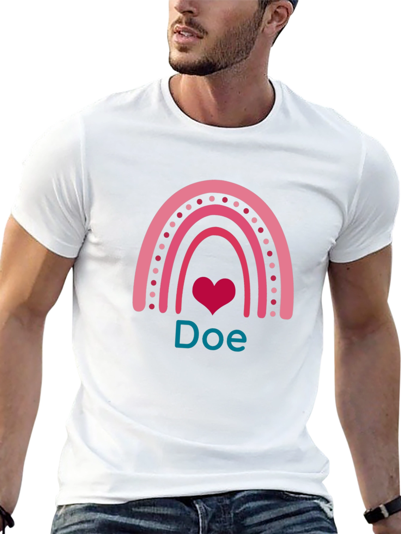 Rainbow Heart Custom T-Shirt - Doe
