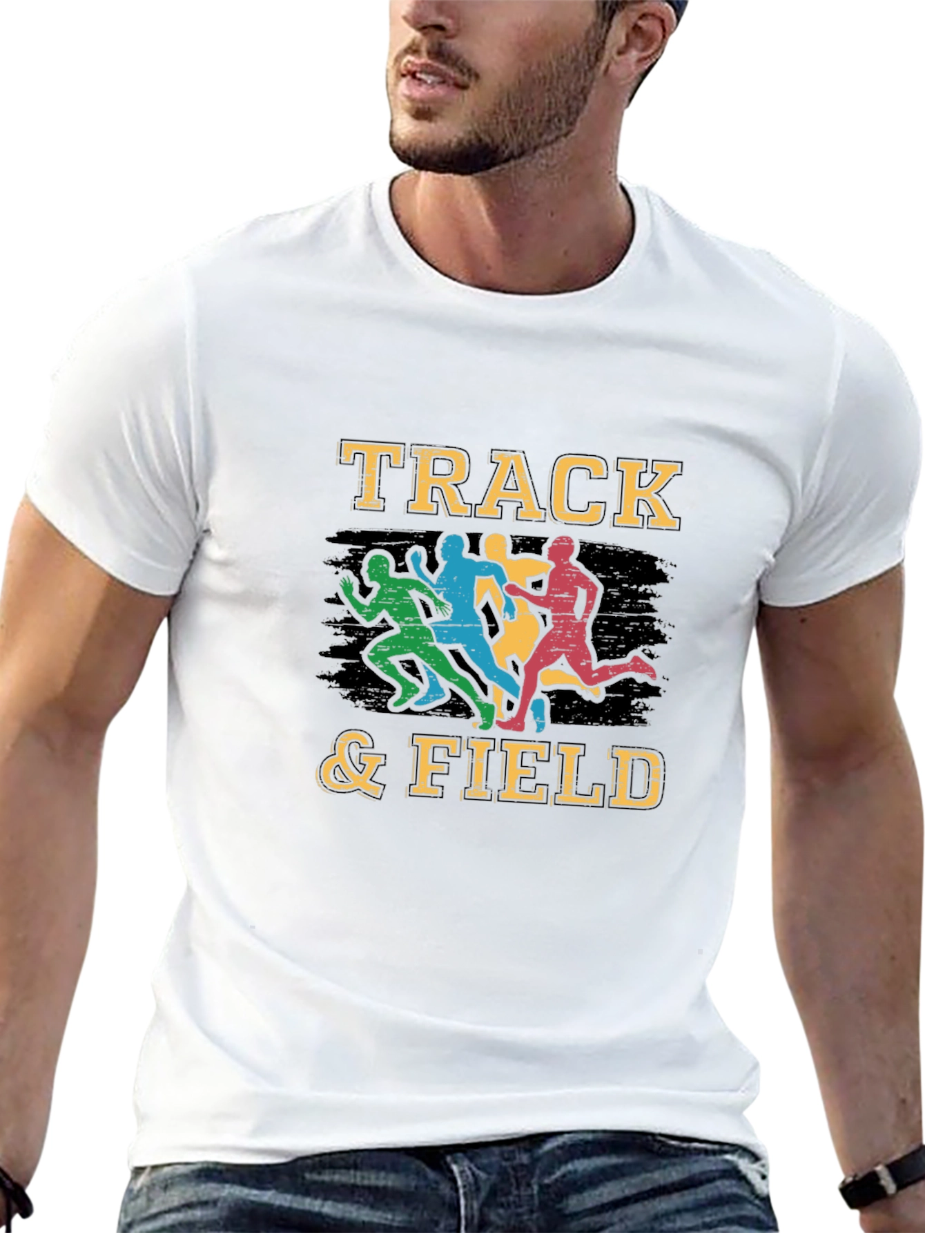 Track & Field Graphic T-Shirt - Runner Silhouette Design