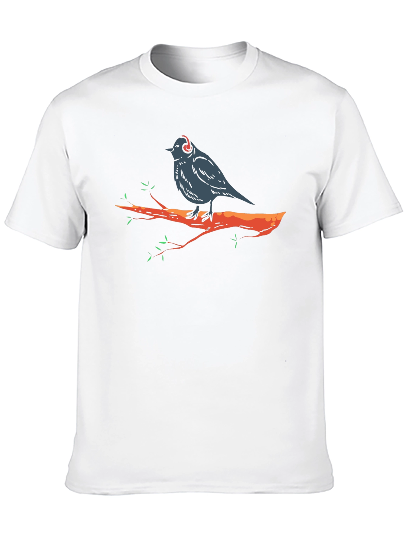 Bird in Headphones Graphic Tee - Black T-Shirt