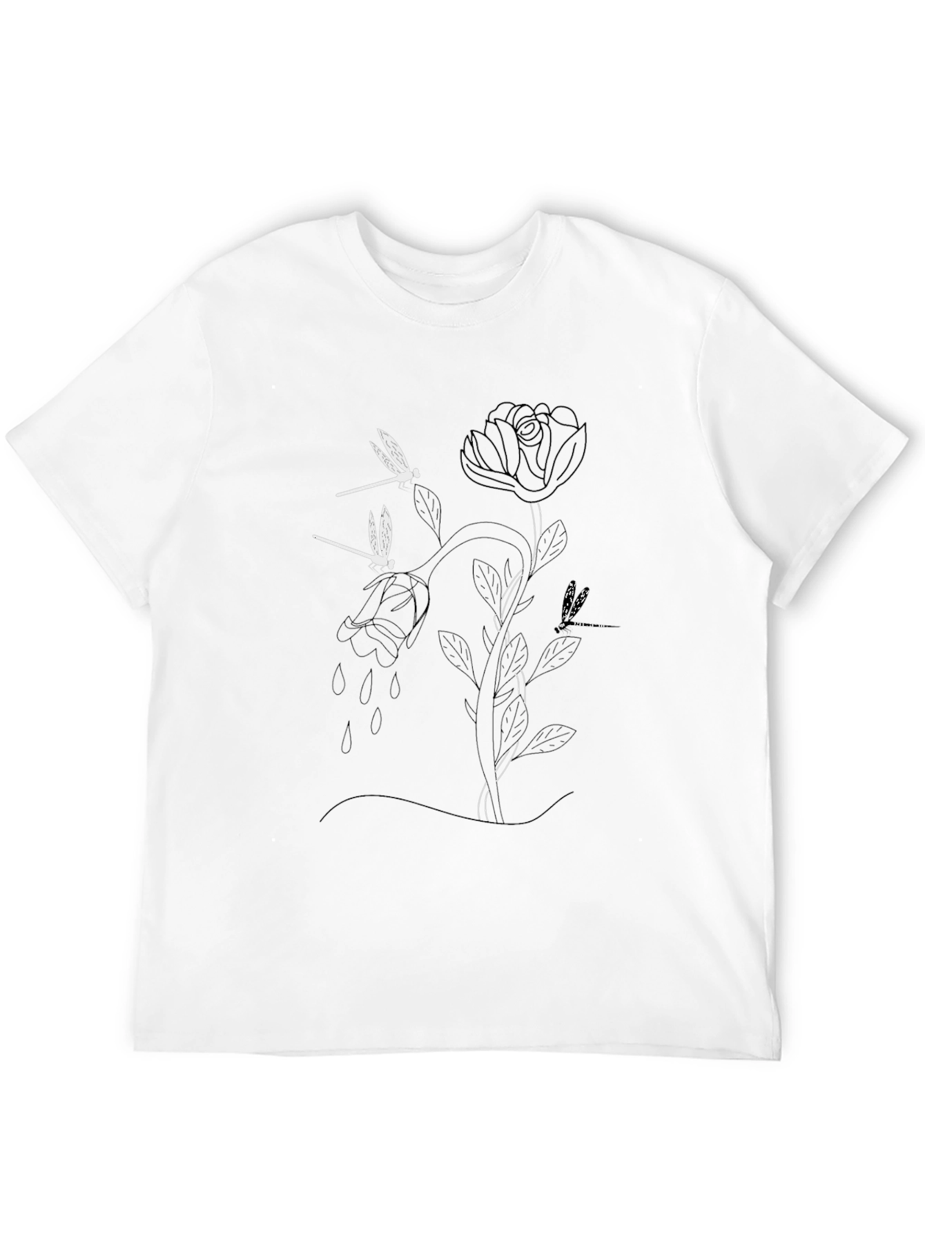 Dragonfly Rose Graphic T-Shirt - Stylish Mens Tee