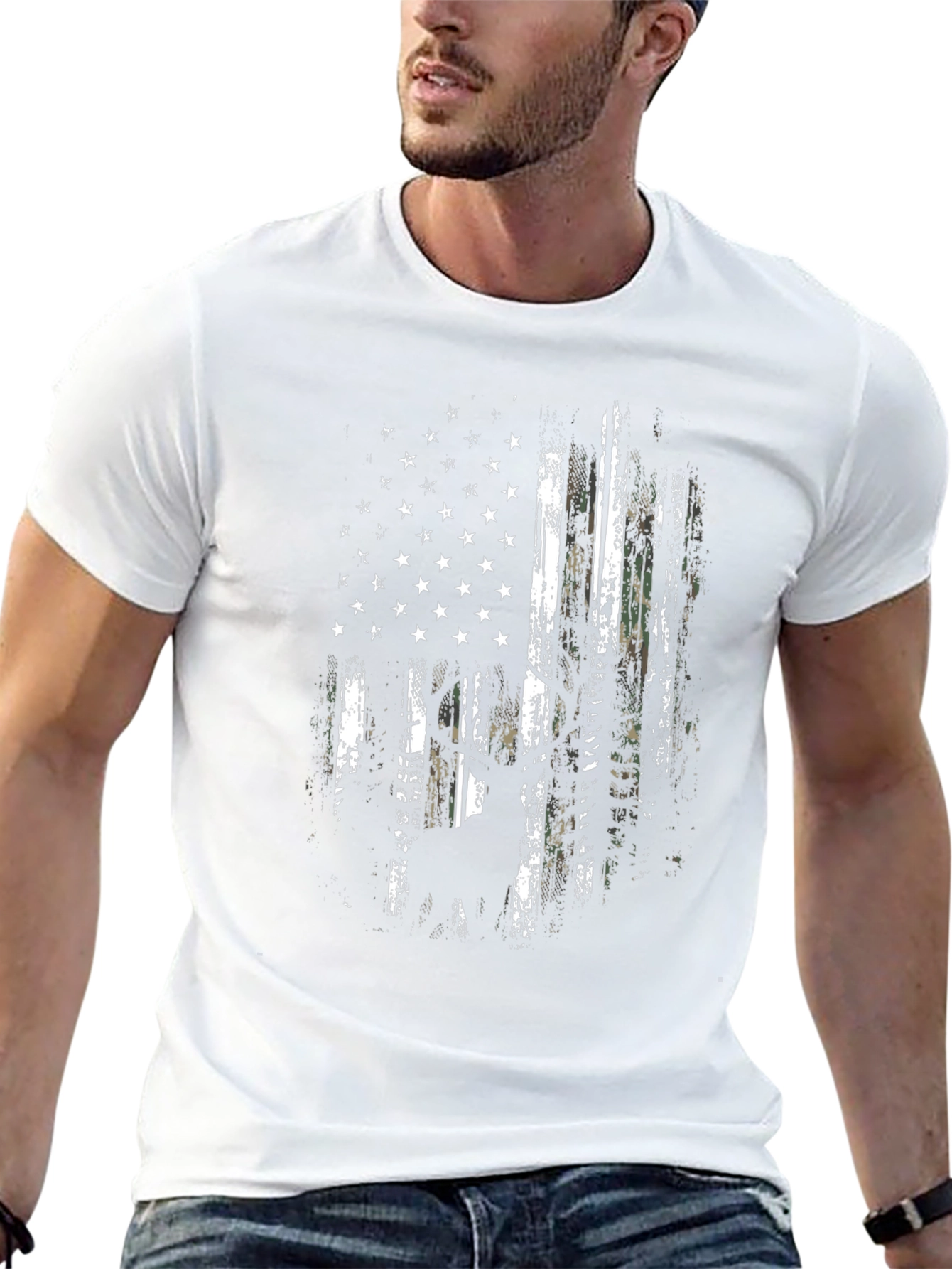 Distressed American Flag Hunter T-Shirt