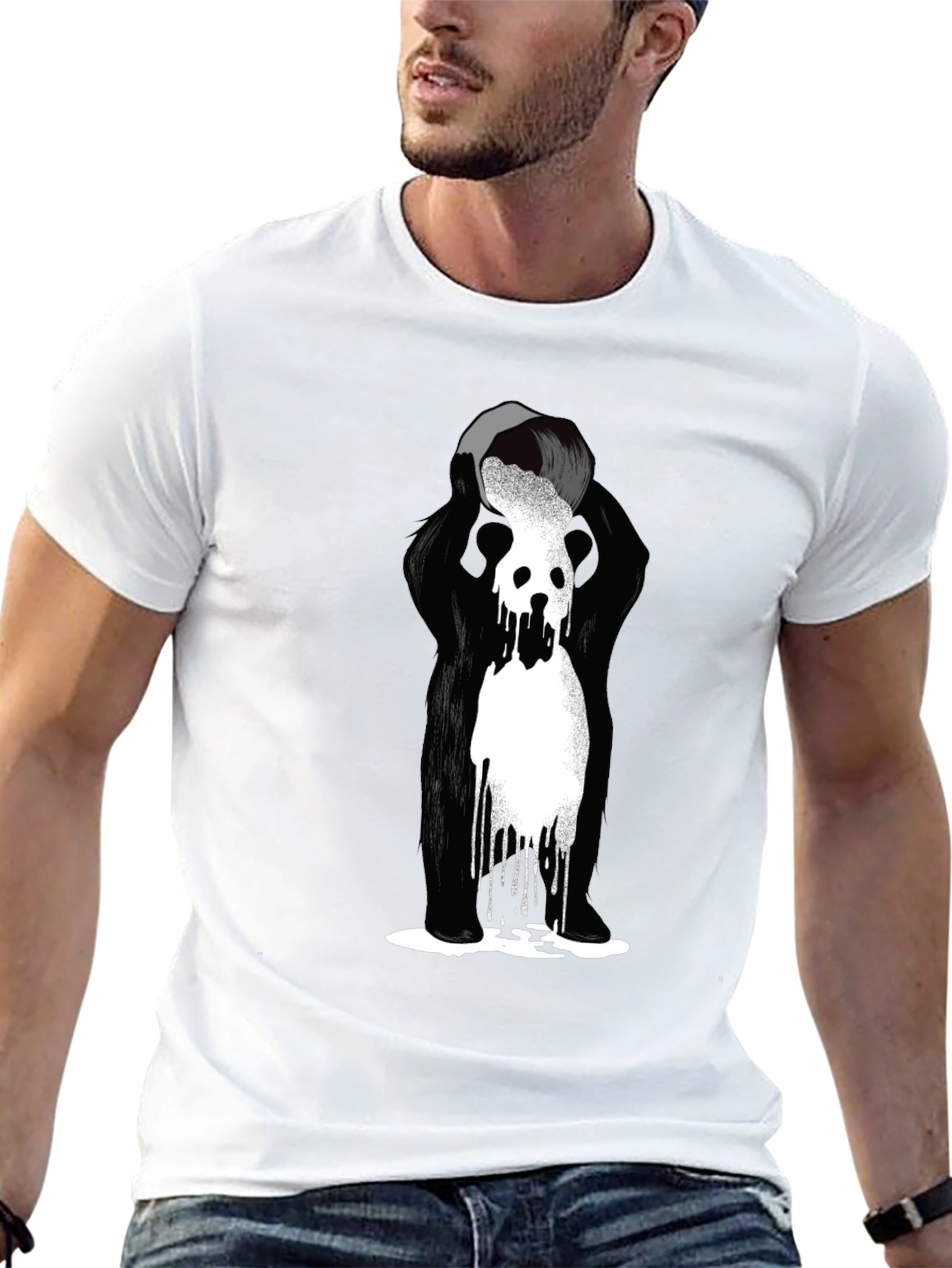 Abstract Graphic Tee - Black Cotton Blend T-Shirt