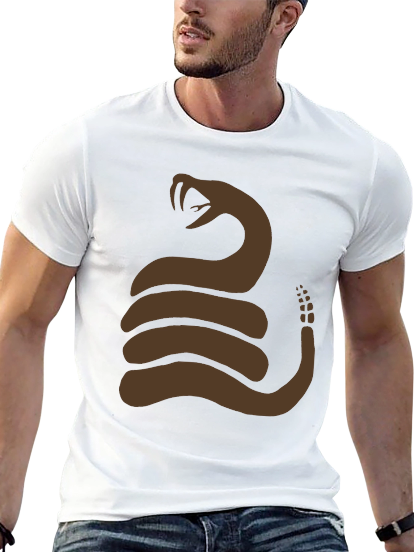 Brown Snake Graphic Black T-Shirt