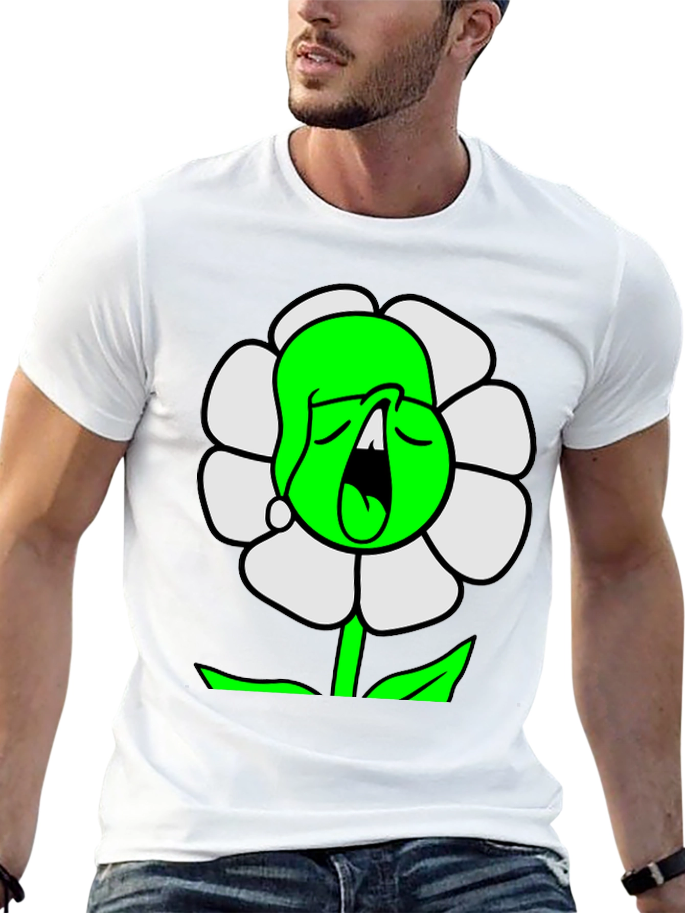 Cartoon Flower T-Shirt - Unique Graphic Tee