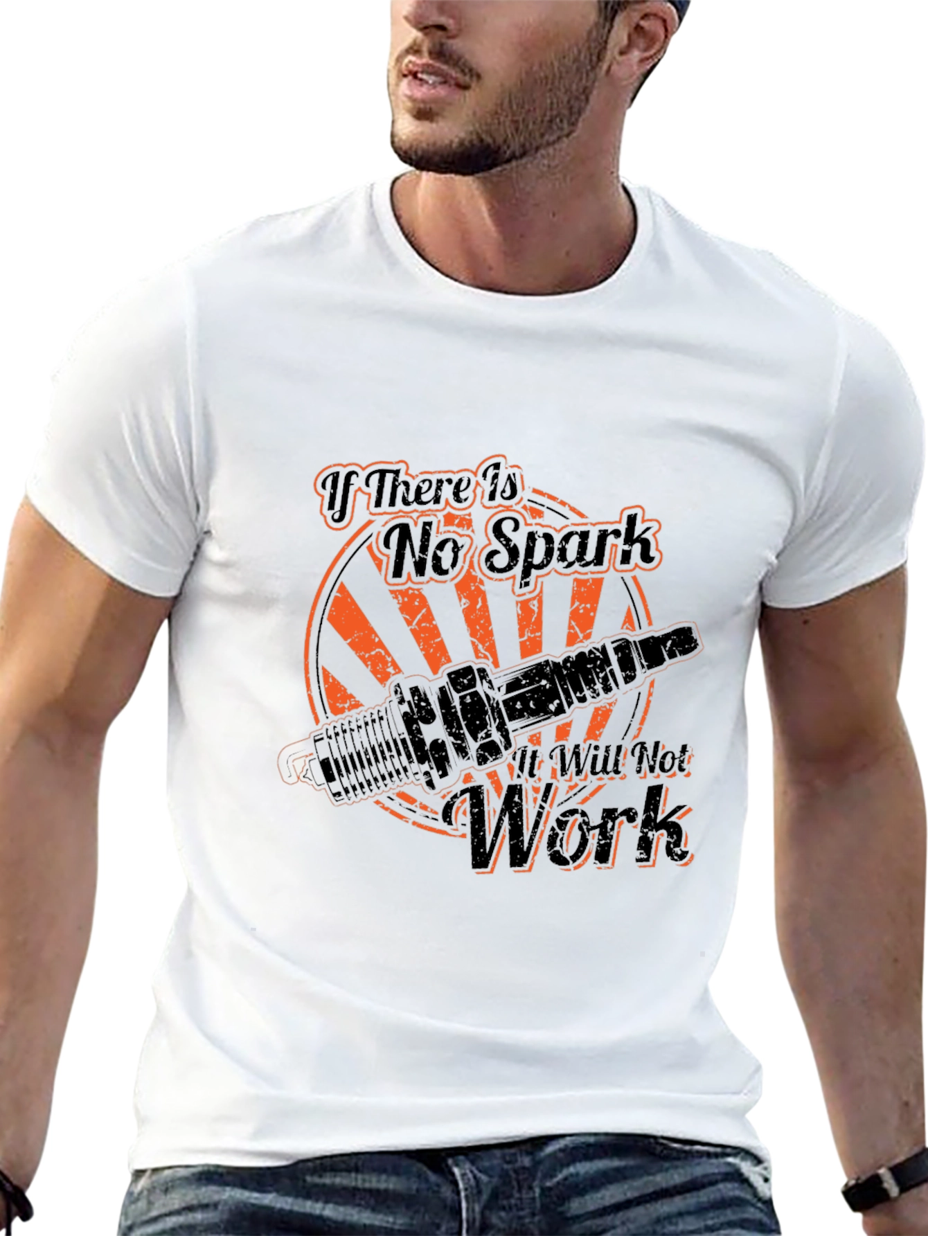 No Spark No Work Graphic Tee - Black