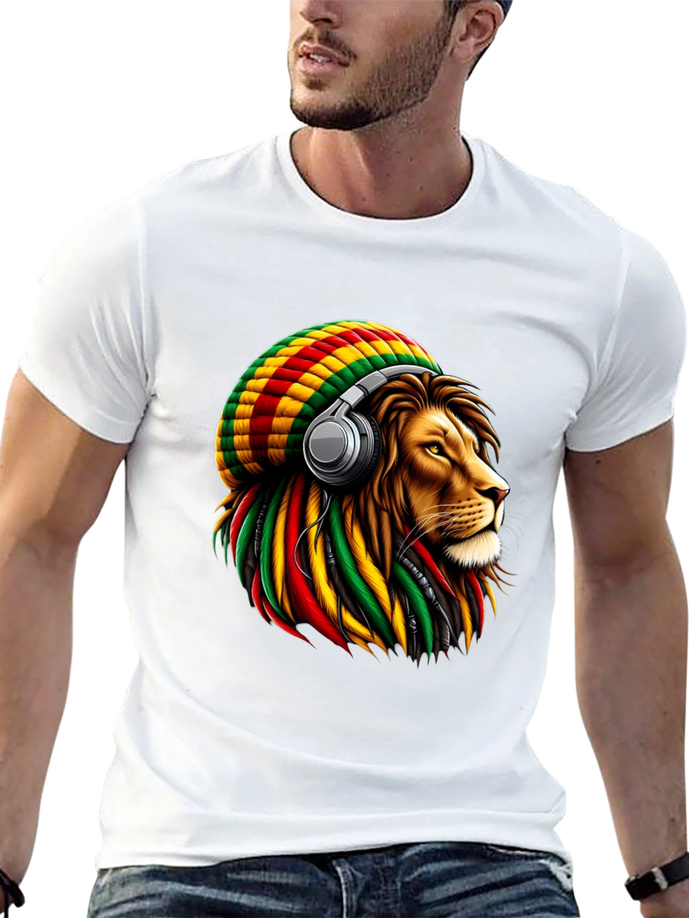 Rasta Lion Headphone T-Shirt