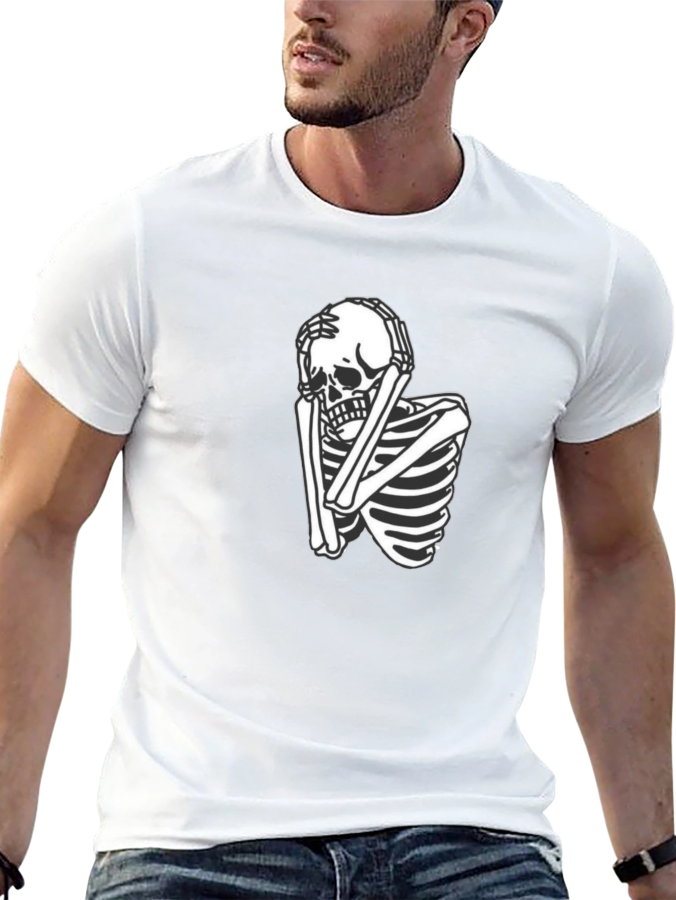 Skeleton Graphic Tee - Trendy Black T-Shirt