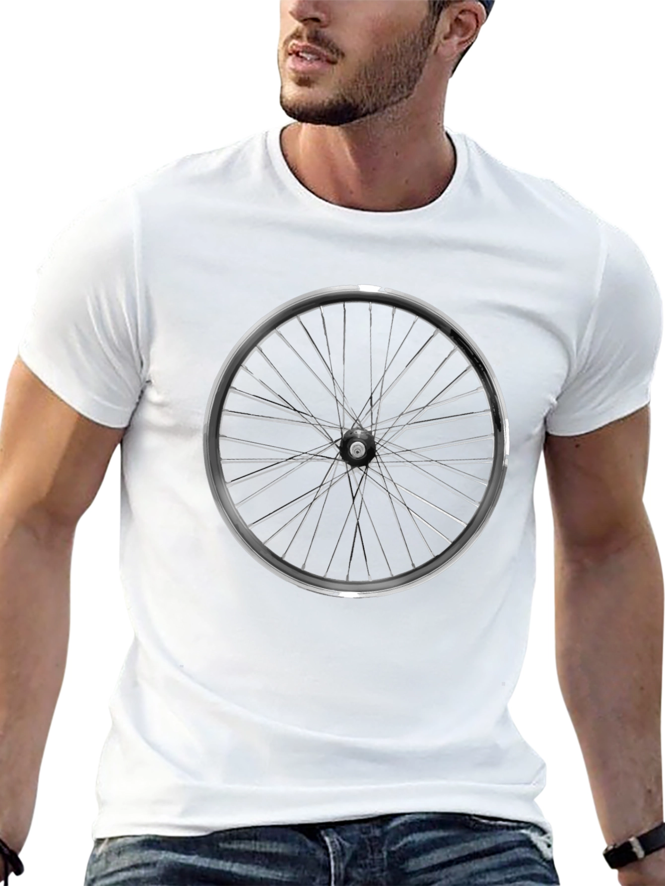 Cool Bicycle Wheel Graphic Tee - Black