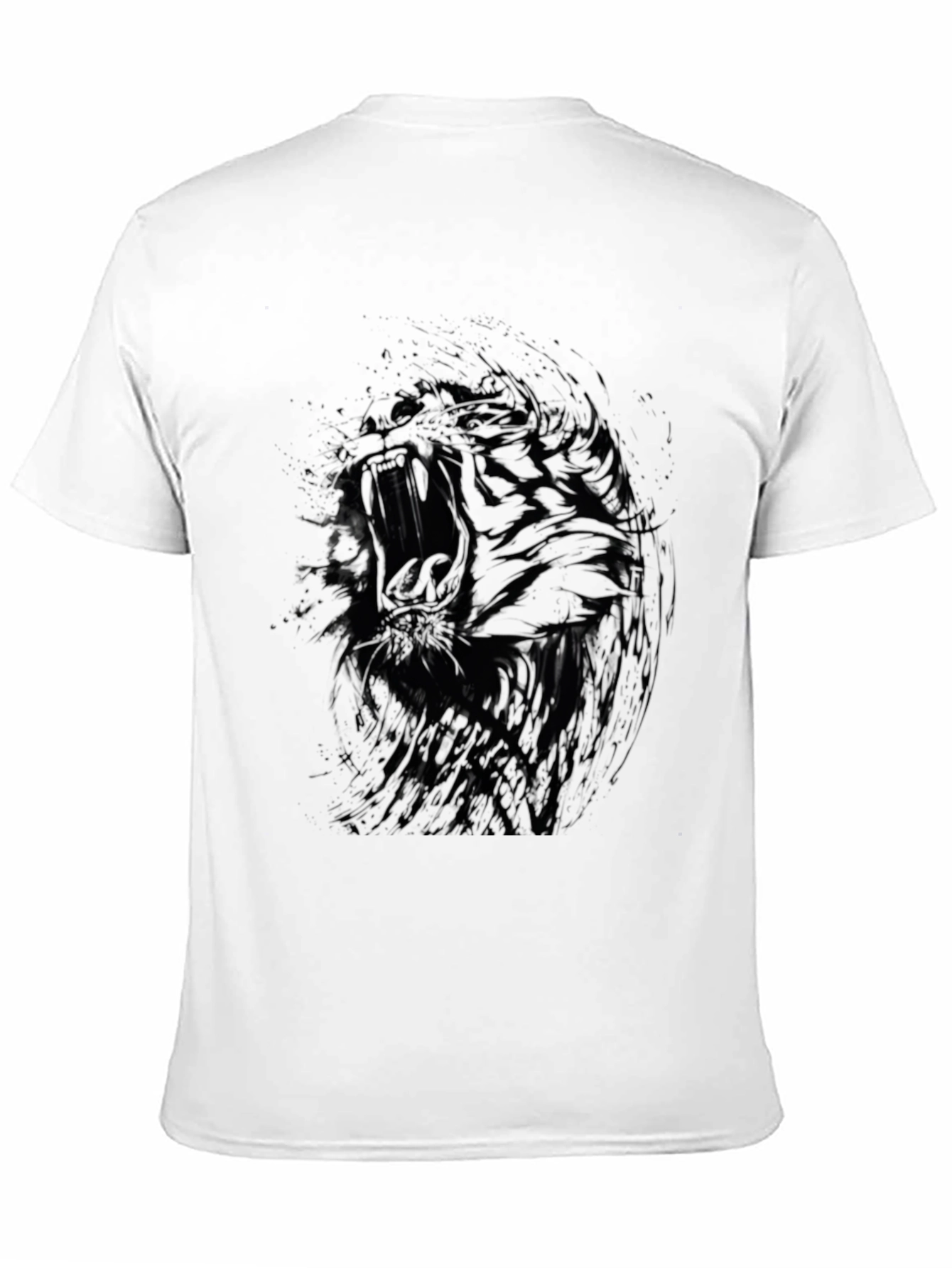 Black T-Shirt with Abstract Tiger Design