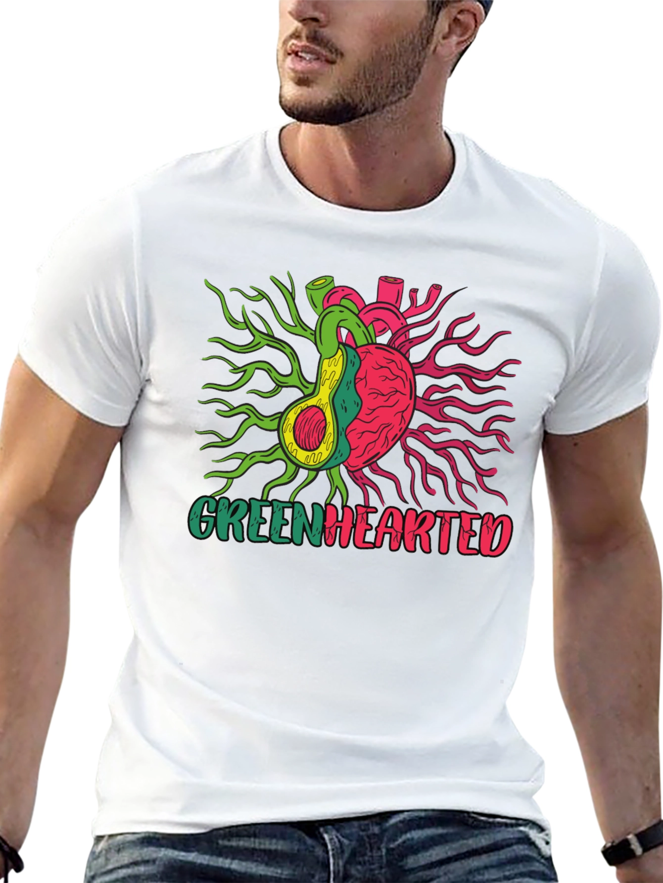 Greenhearted Graphic Tee - Unique Avocado Heart Design