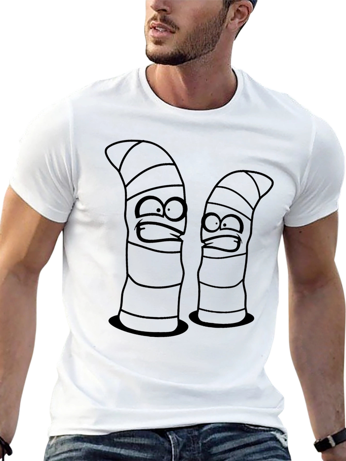 Cartoon Worm Black Graphic Tee