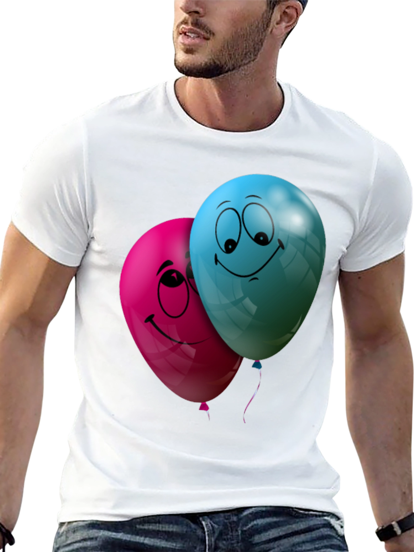 Fun Balloon Graphic T-Shirt - Black Casual Tee