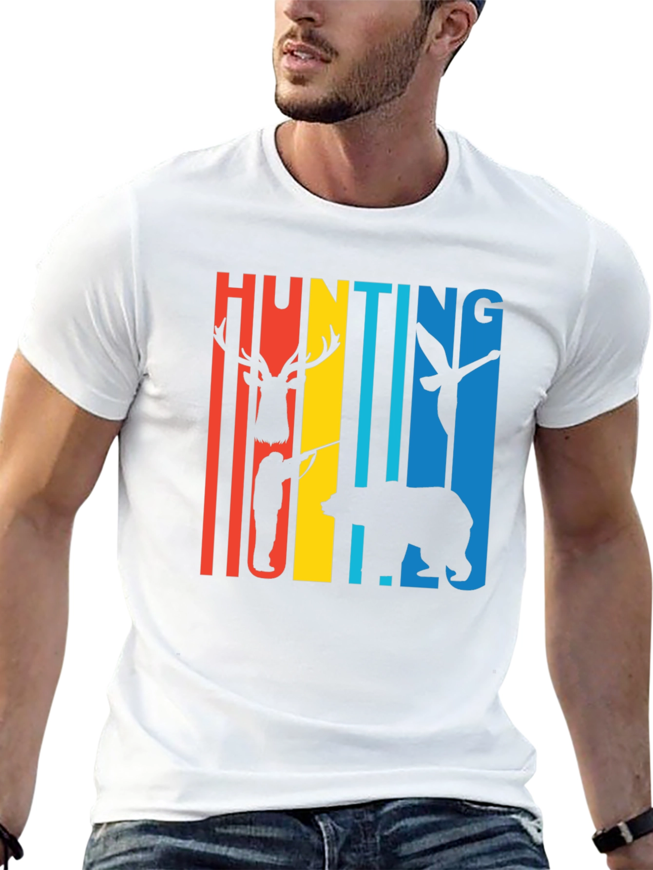 Hunting Graphic T-Shirt Deer Bear Duck Retro
