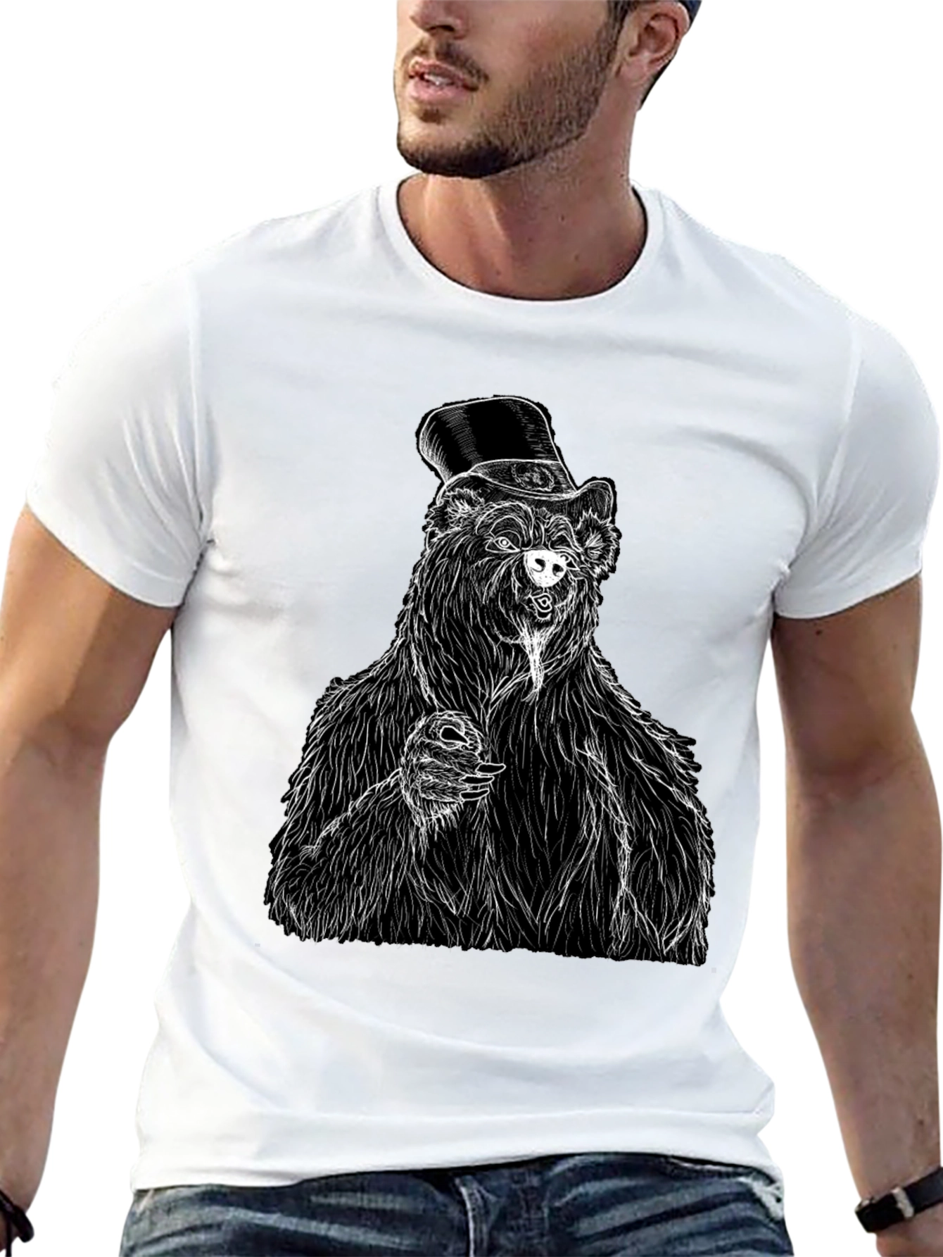 Bear Top Hat T-Shirt - Unique Graphic Tee