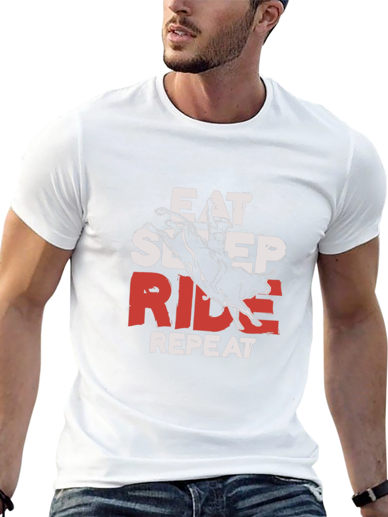 Eat Sleep Ride Repeat Bull Rider T-Shirt