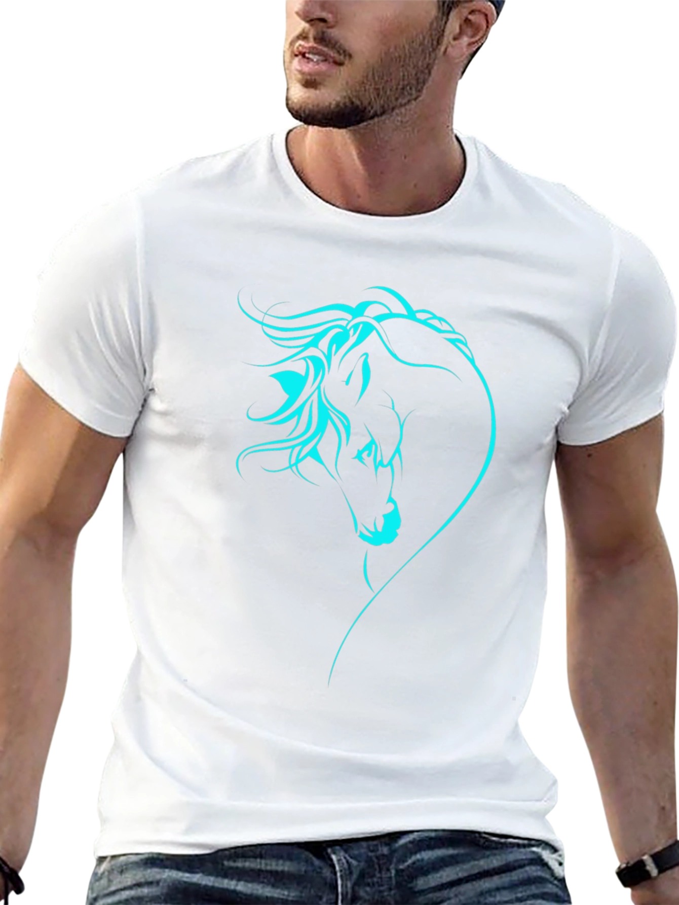 Horse Head Graphic Tee - Stylish Black T-Shirt