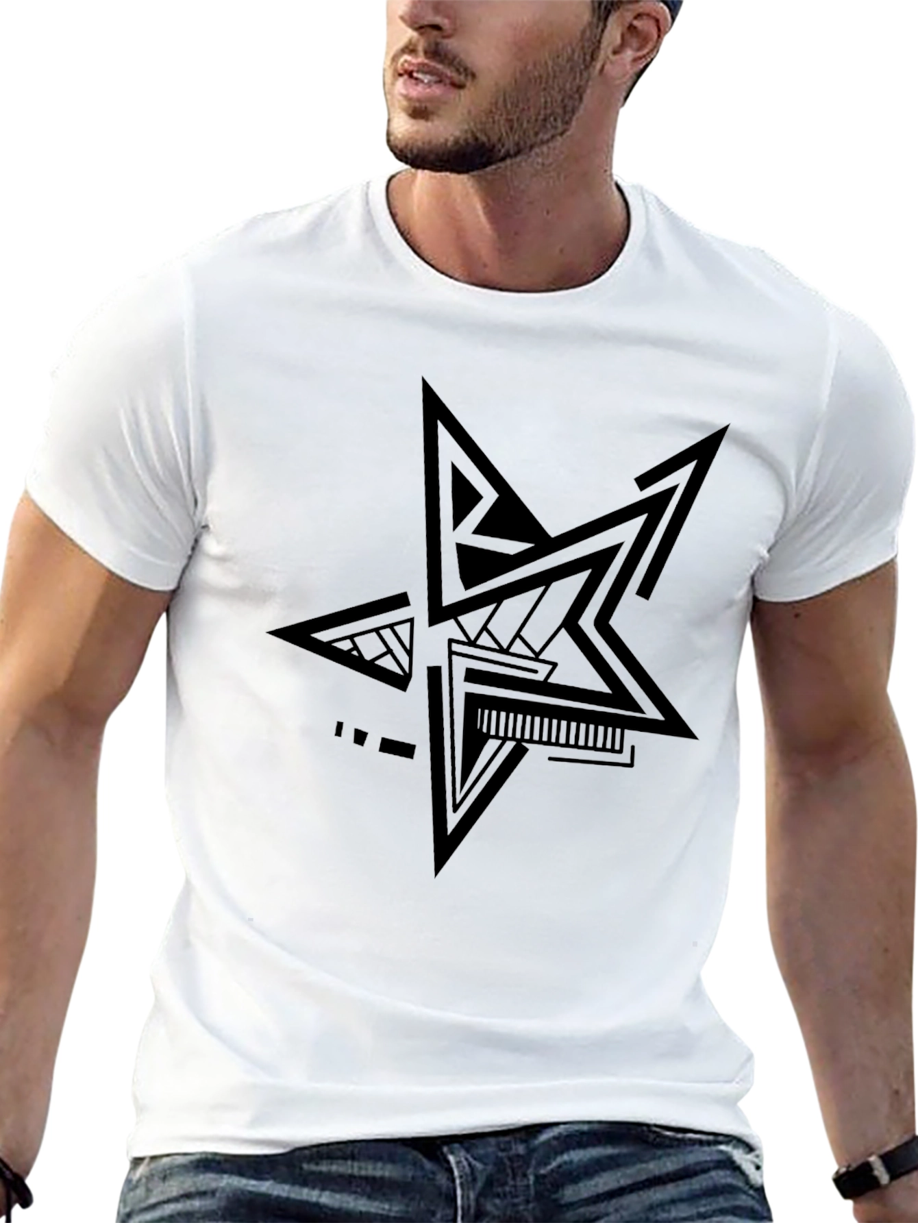 Abstract Star Graphic Black T-Shirt