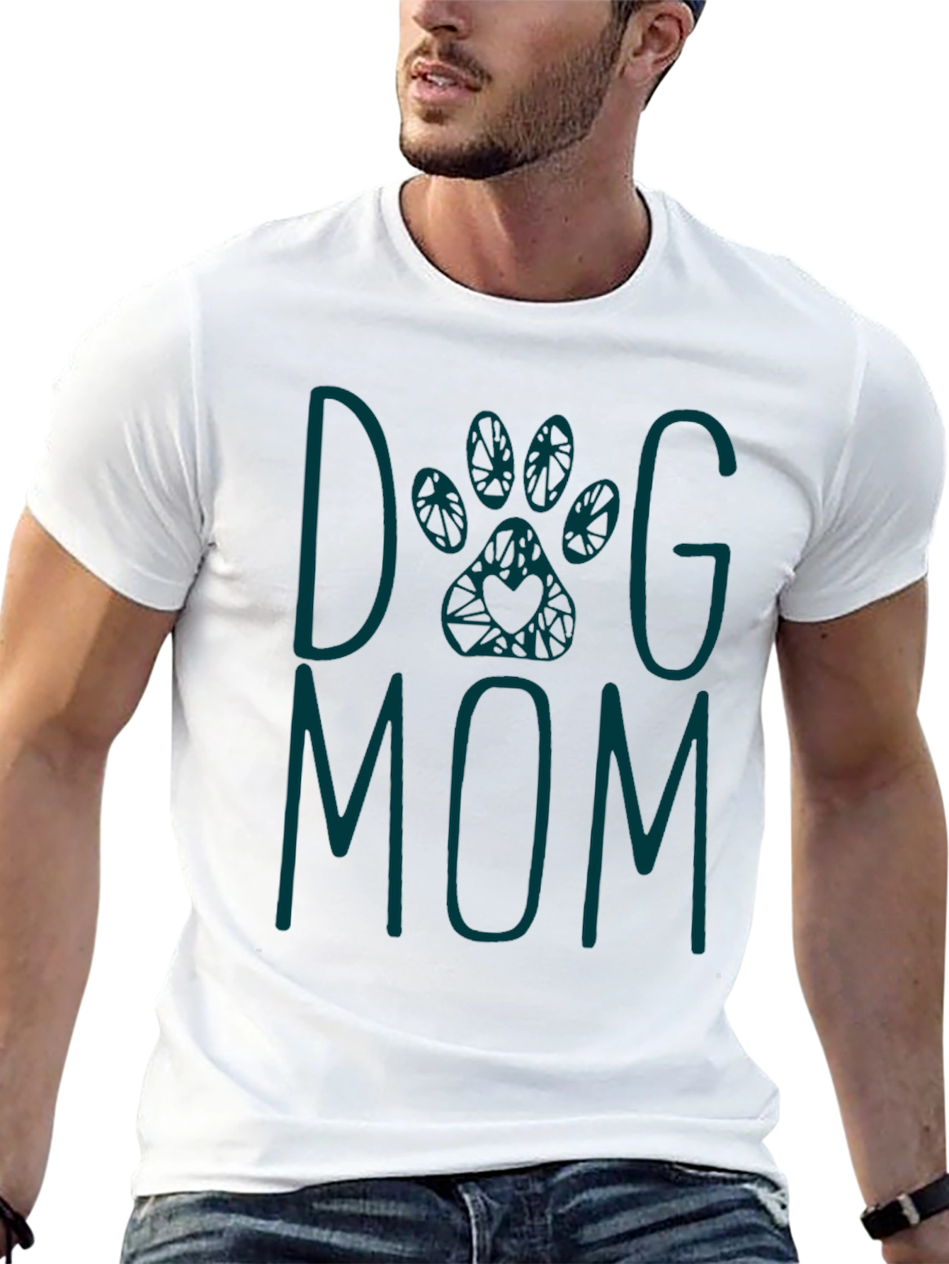 Dog Mom Graphic Tee - Teal Print