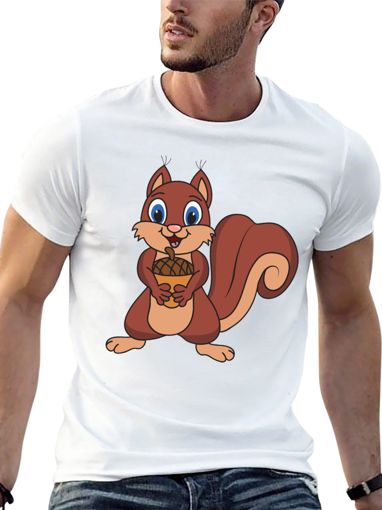 Squirrel Holding Acorn Graphic T-Shirt