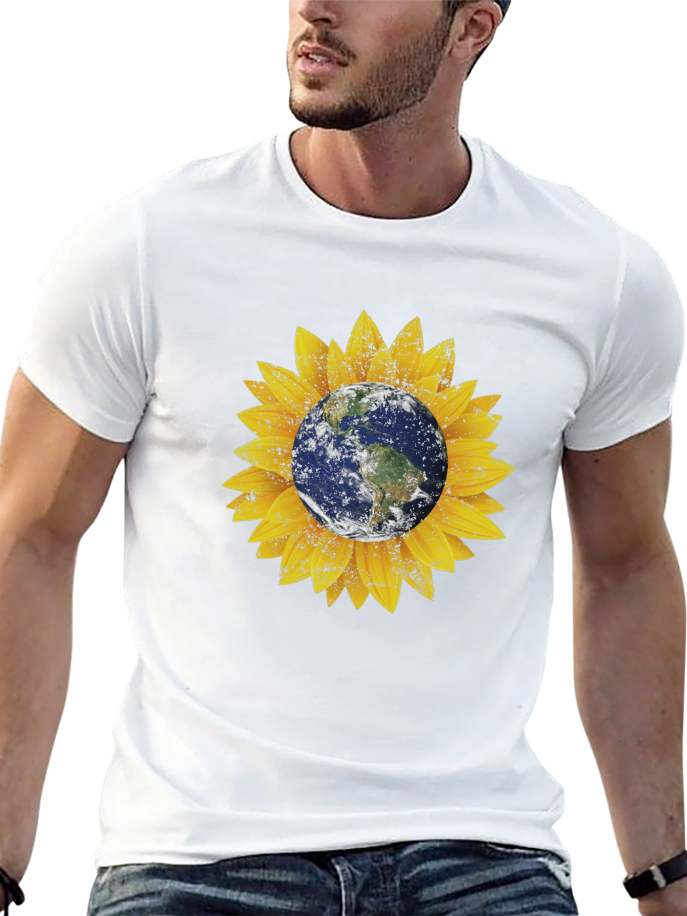 Earth Sunflower Graphic Tee - Black