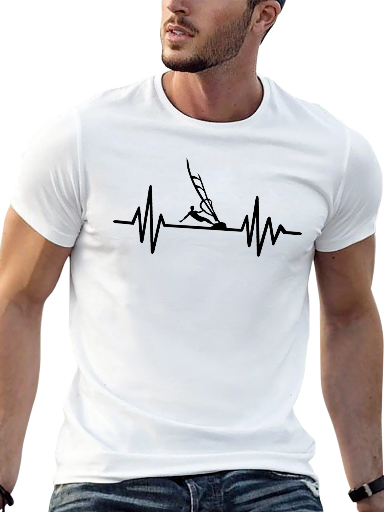 Windsurfing Heartbeat T-Shirt - Black
