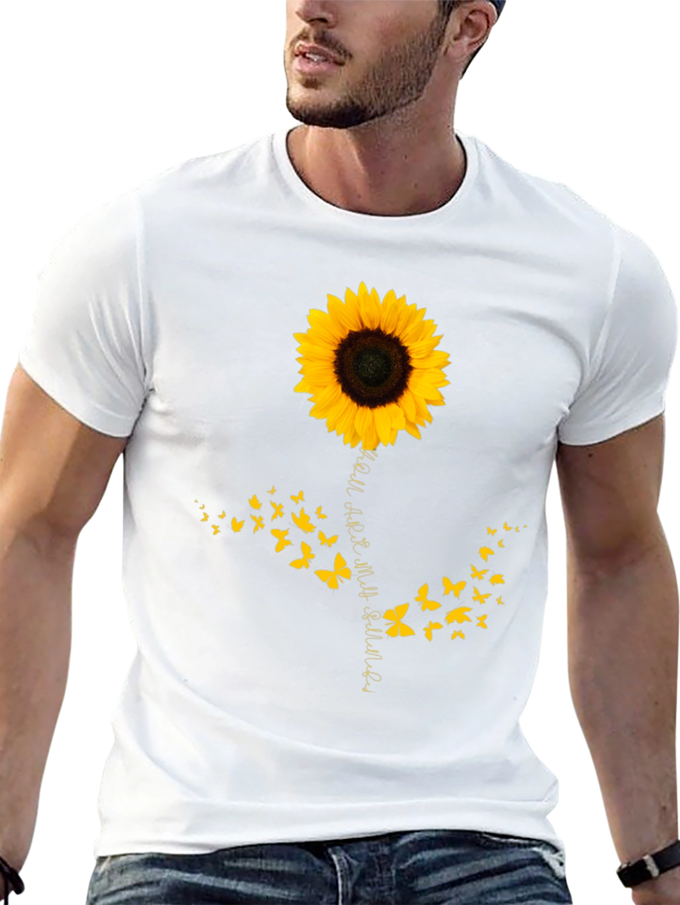 Sunflower Butterfly Graphic Tee - Mens Black T-Shirt