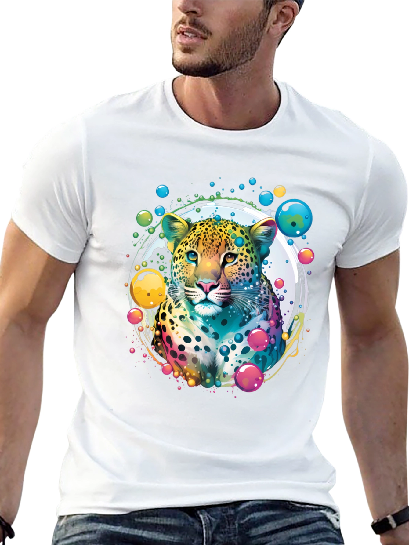 Vibrant Leopard Graphic T-Shirt
