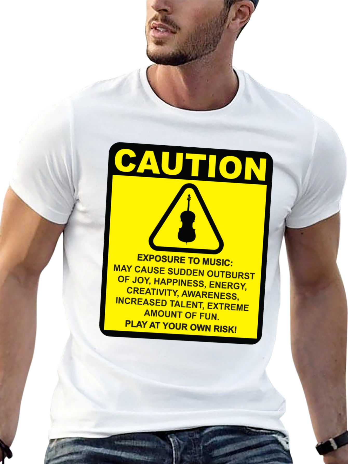 Caution Music T-Shirt: Play at Your Own Risk