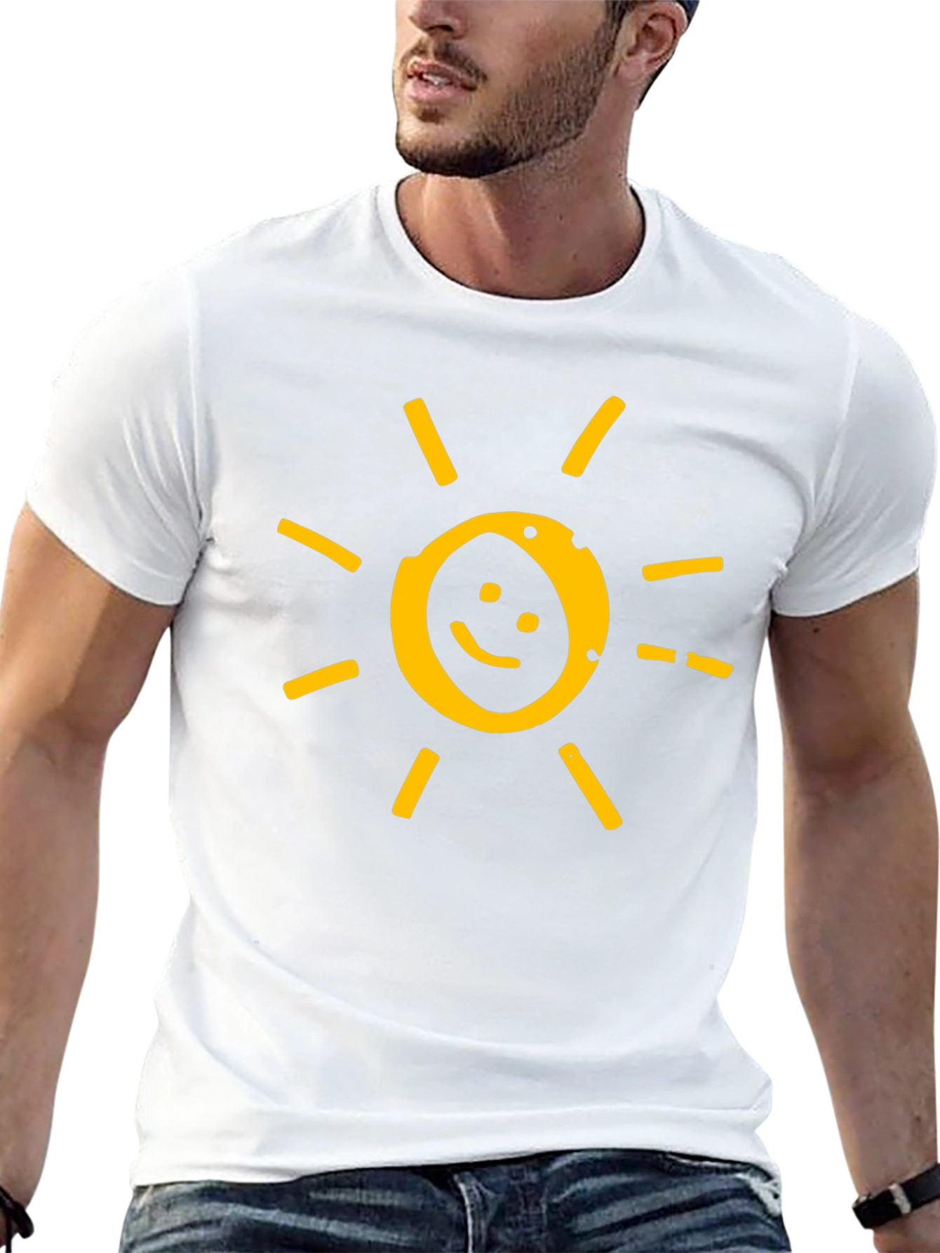 Smiley Sun Graphic Tee - Soft Cotton Blend