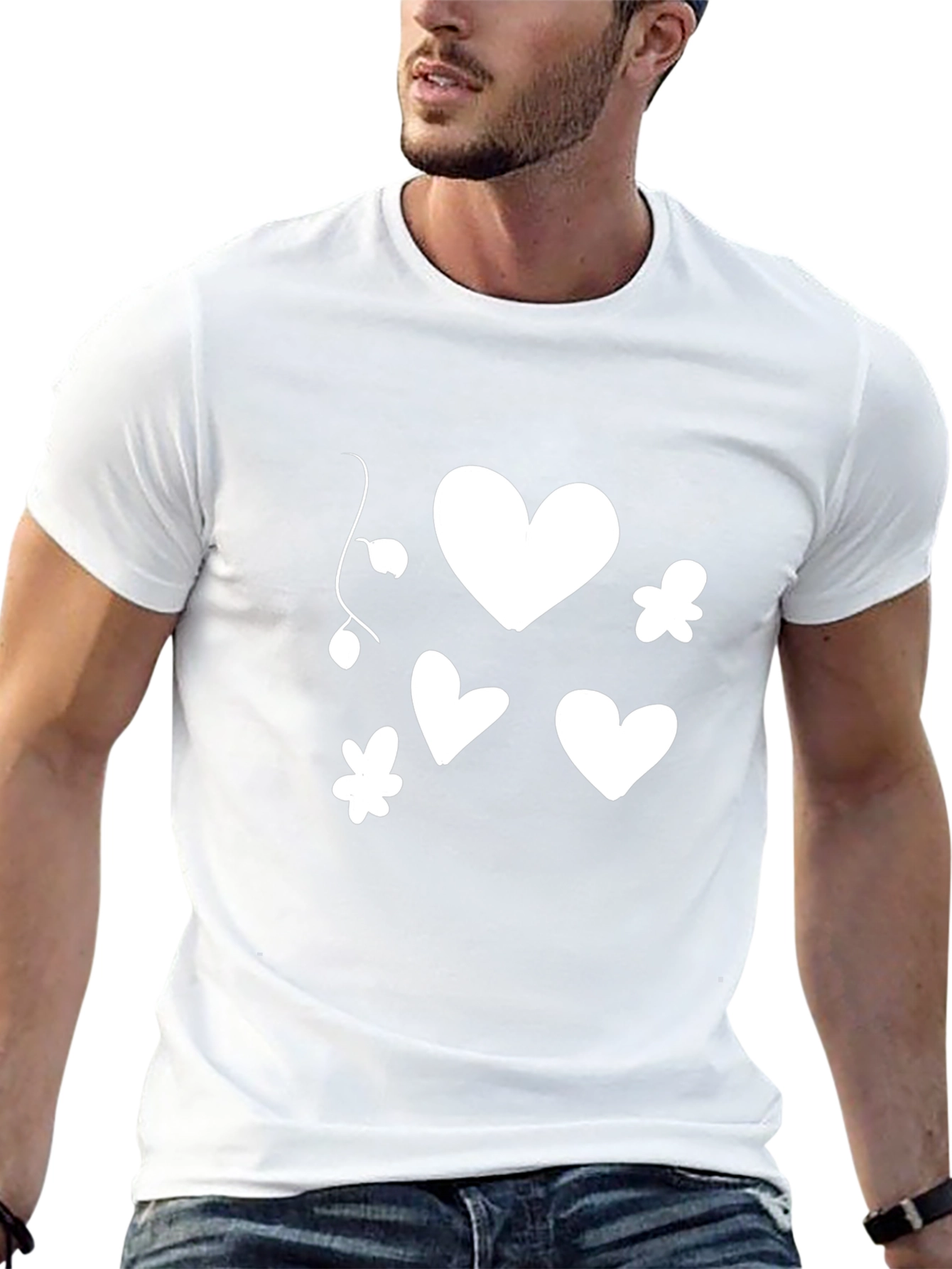 Heart & Flower Graphic Black T-Shirt