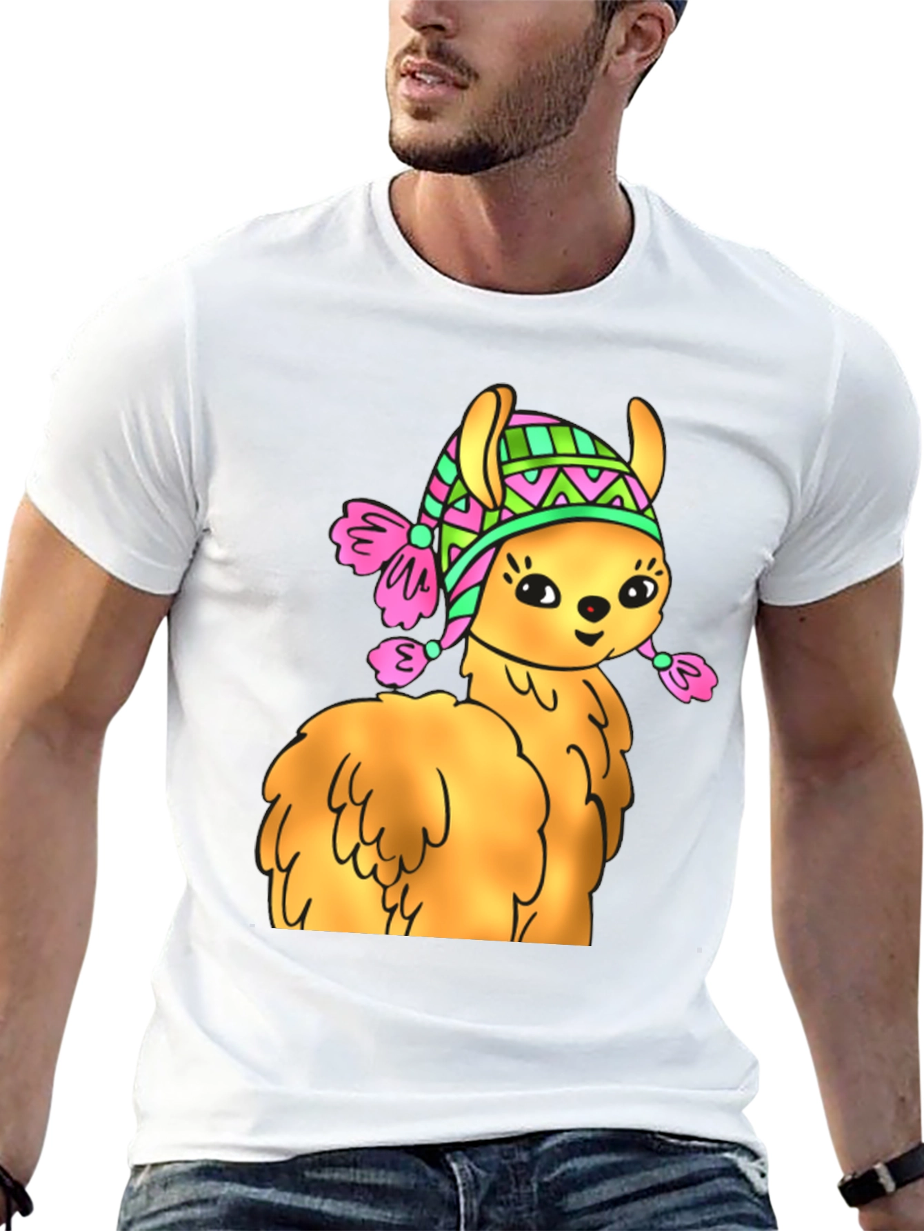 Cute Llama Wearing Hat T-Shirt