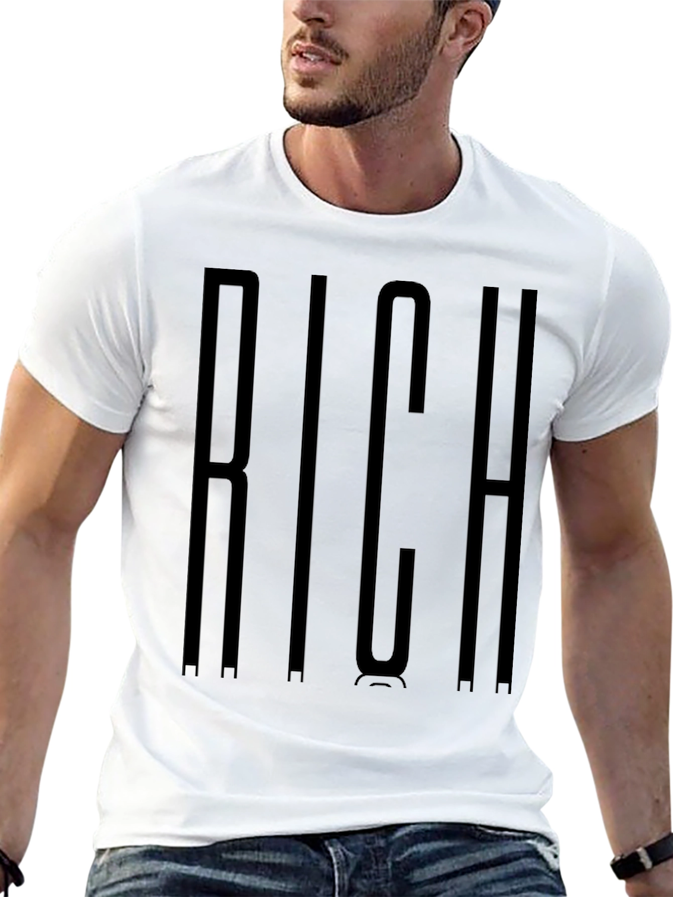 Black RICH Graphic Crewneck T-Shirt