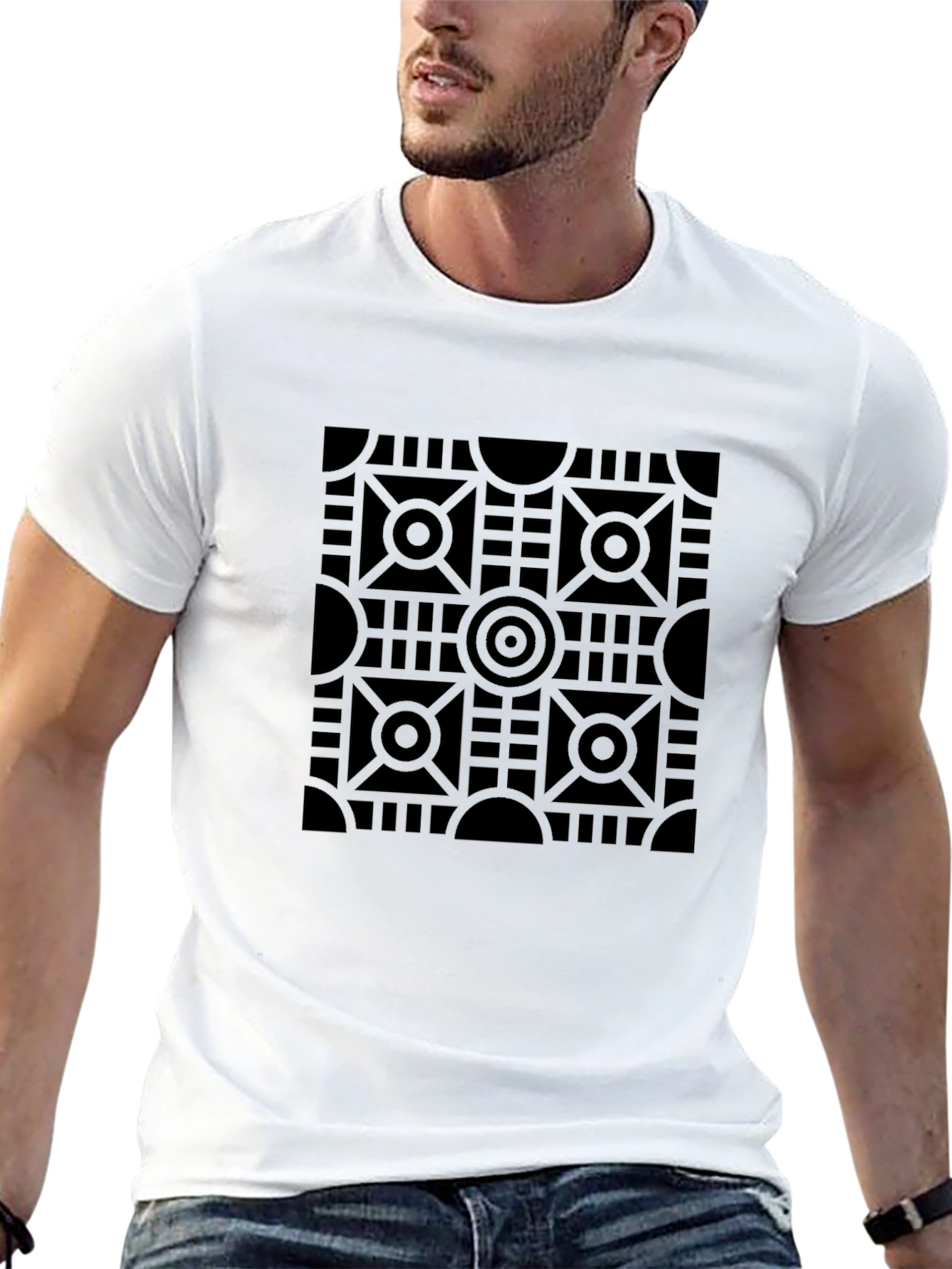 Geometric Pattern Black T-Shirt