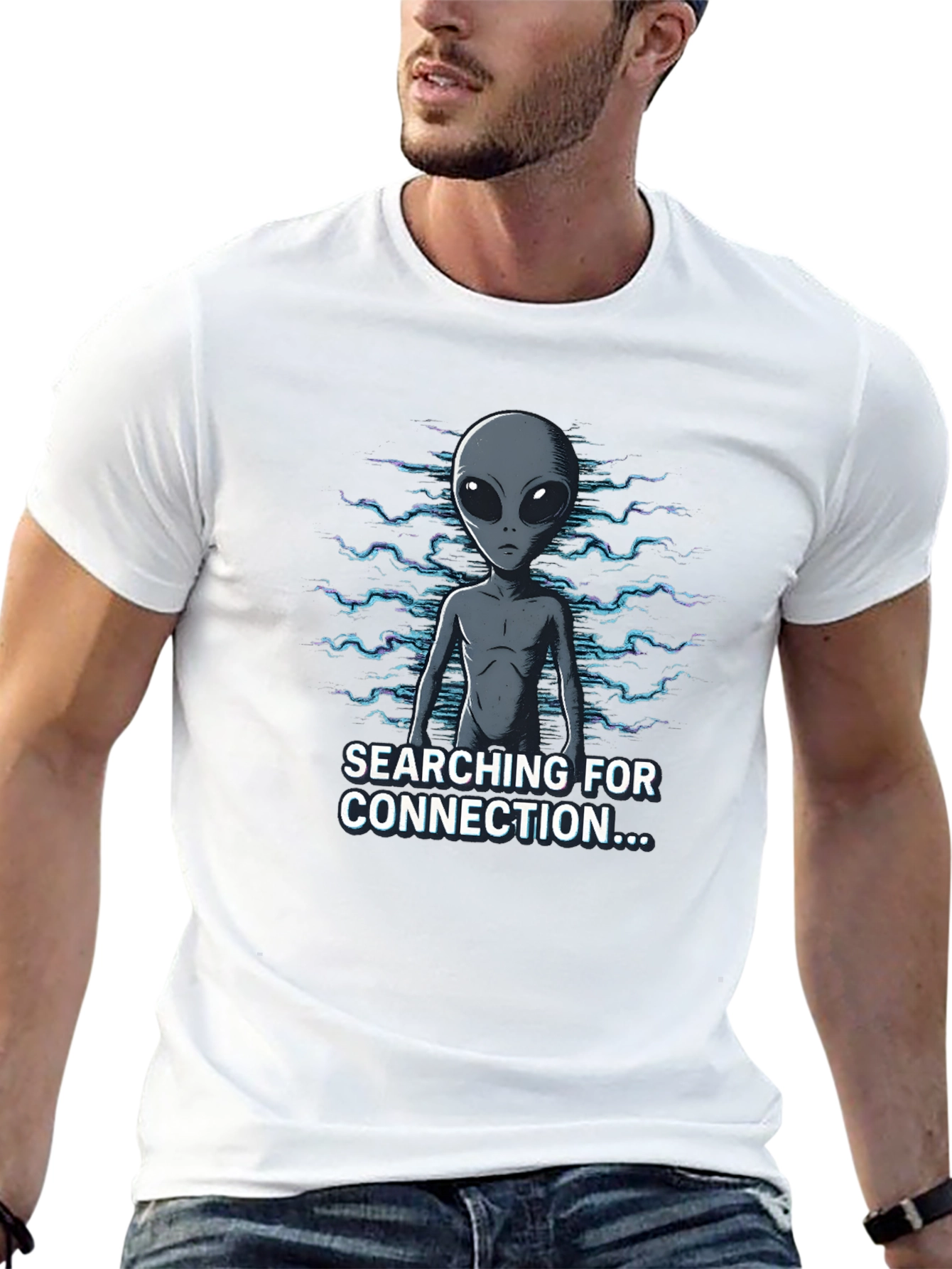 Alien Connection Graphic Tee - Black Cotton Blend
