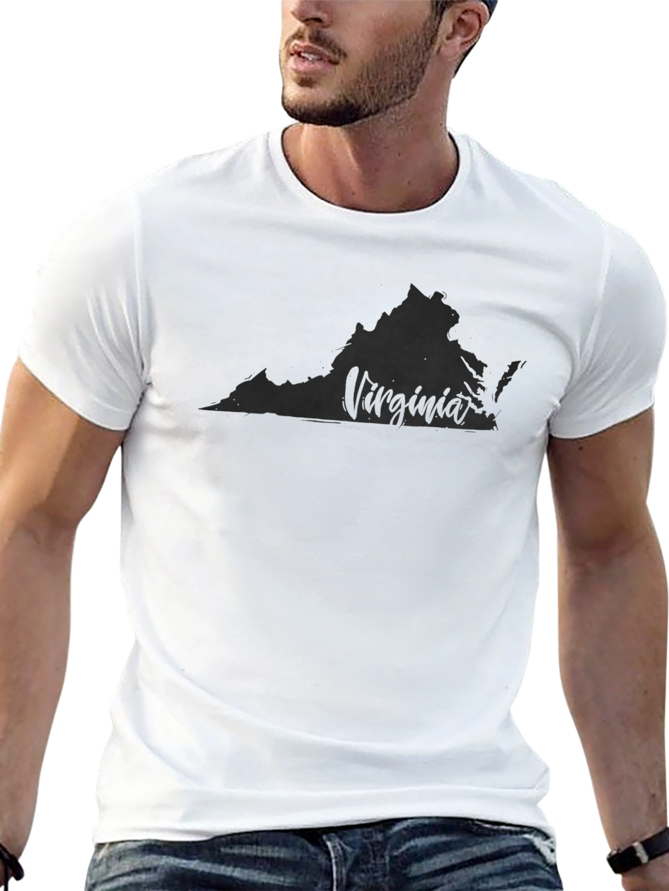 Virginia State Outline Graphic Black T-Shirt