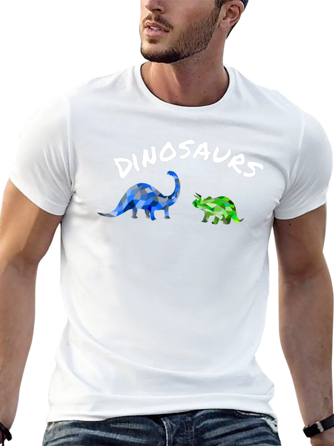 Dinosaur Graphic T-Shirt - Geometric Style