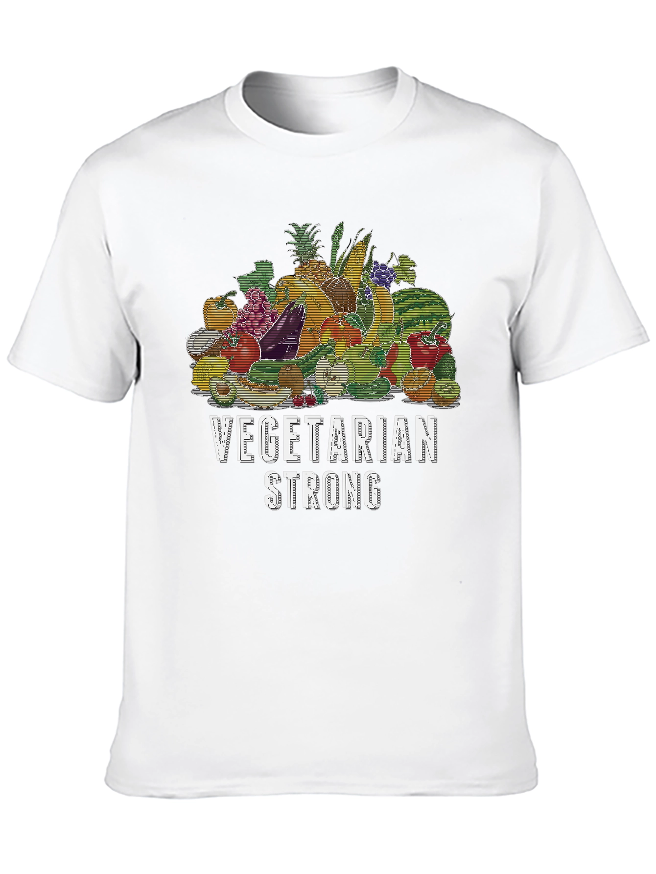Vegetarian Strong Graphic T-Shirt Black Crew Neck Tee