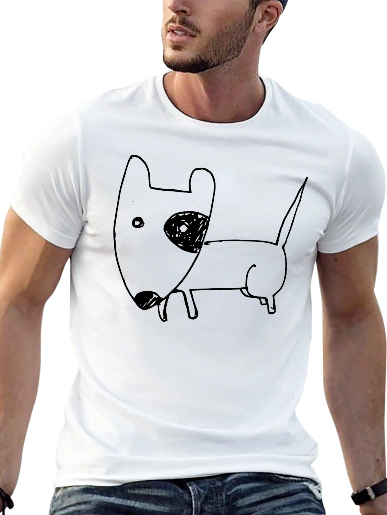 Funny Dog Sketch Black T-Shirt