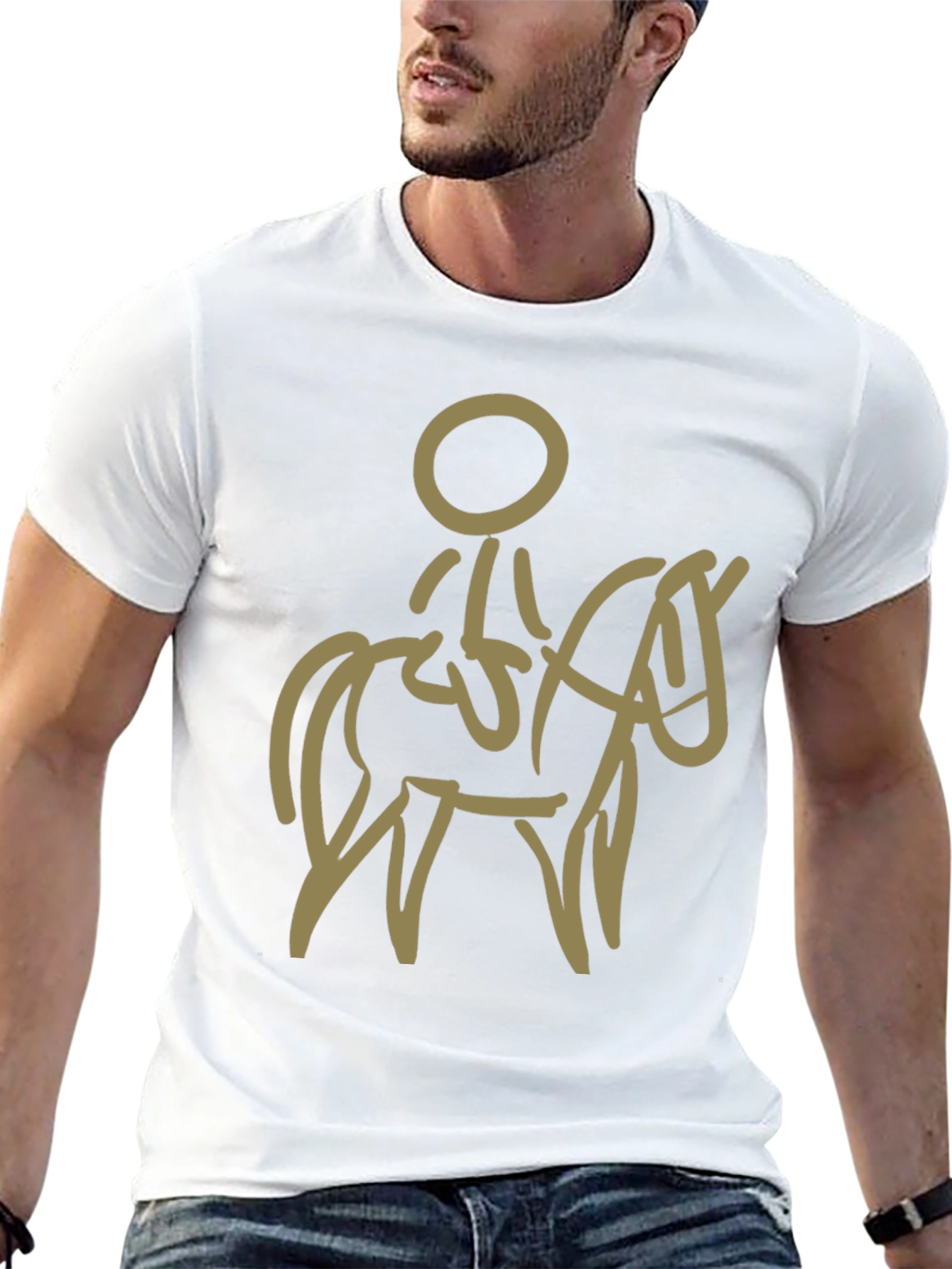 Stylized Horse and Rider Graphic Tee - Black